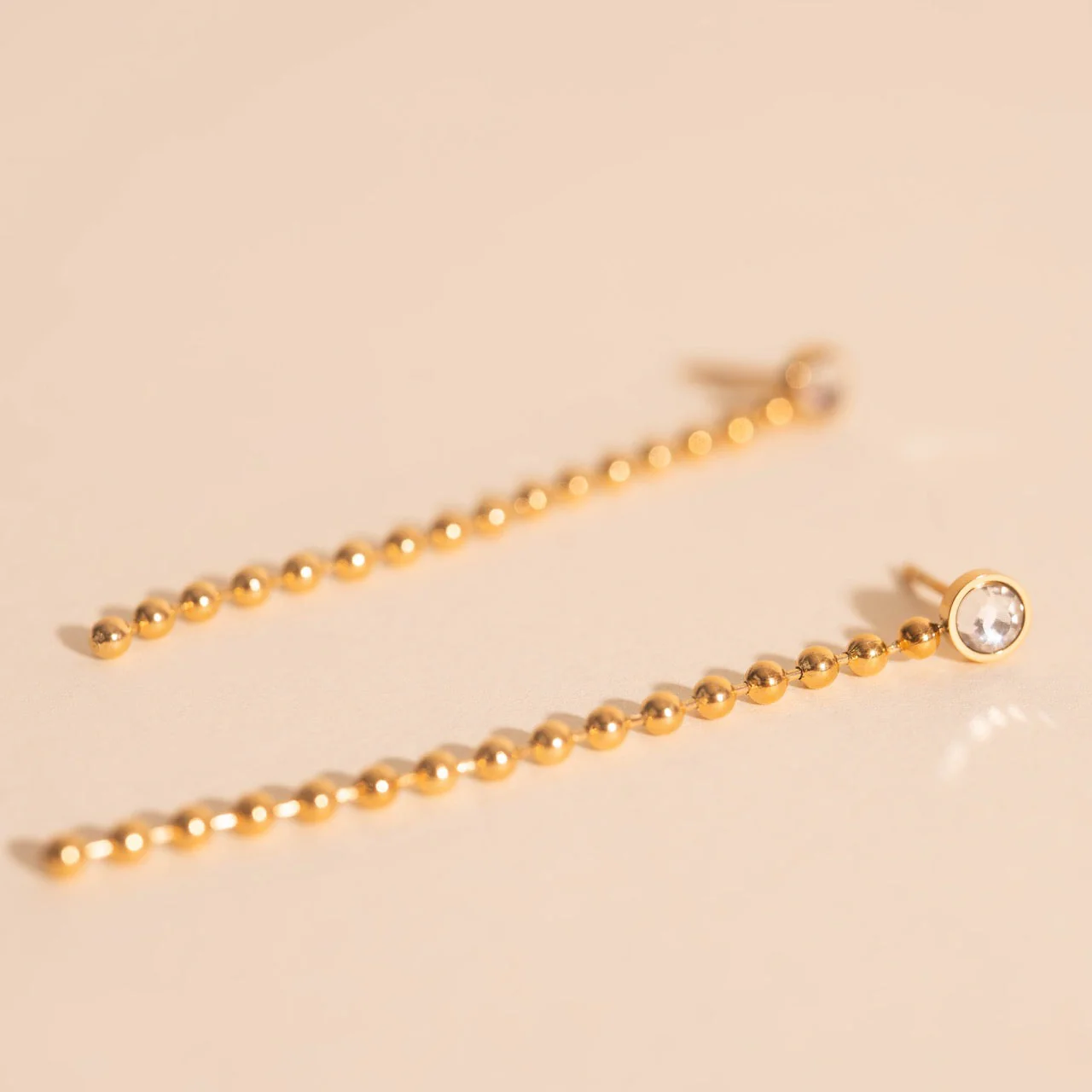 Crystal Bead Chain Stud Earrings - Image 4