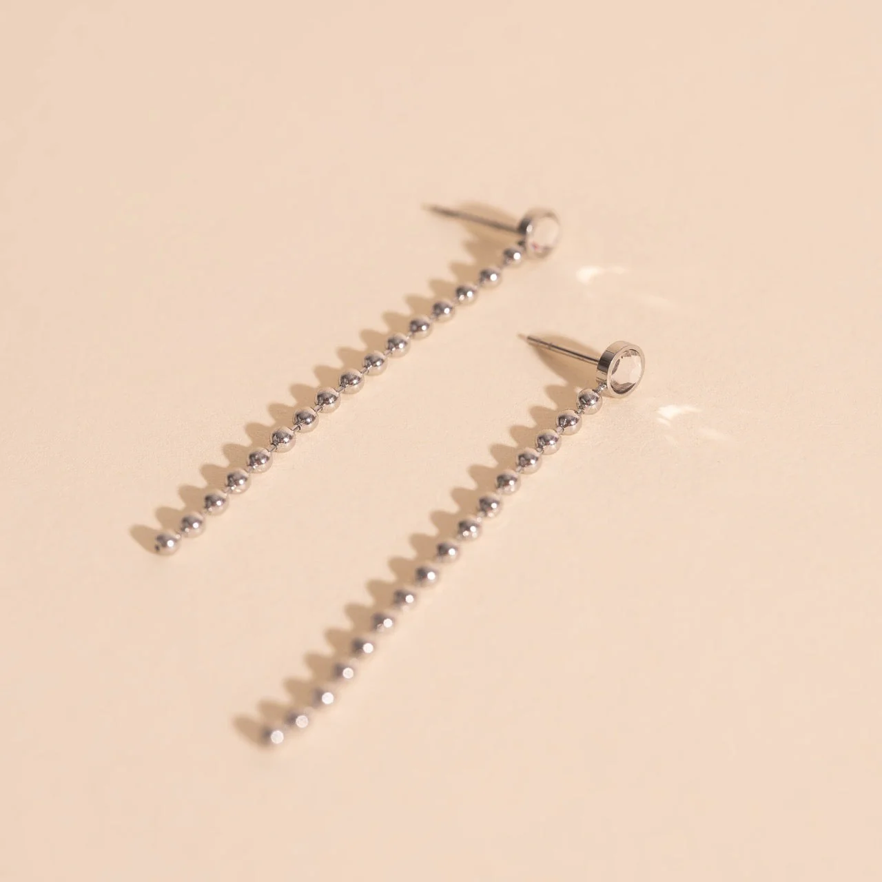 Crystal Bead Chain Stud Earrings - Image 5