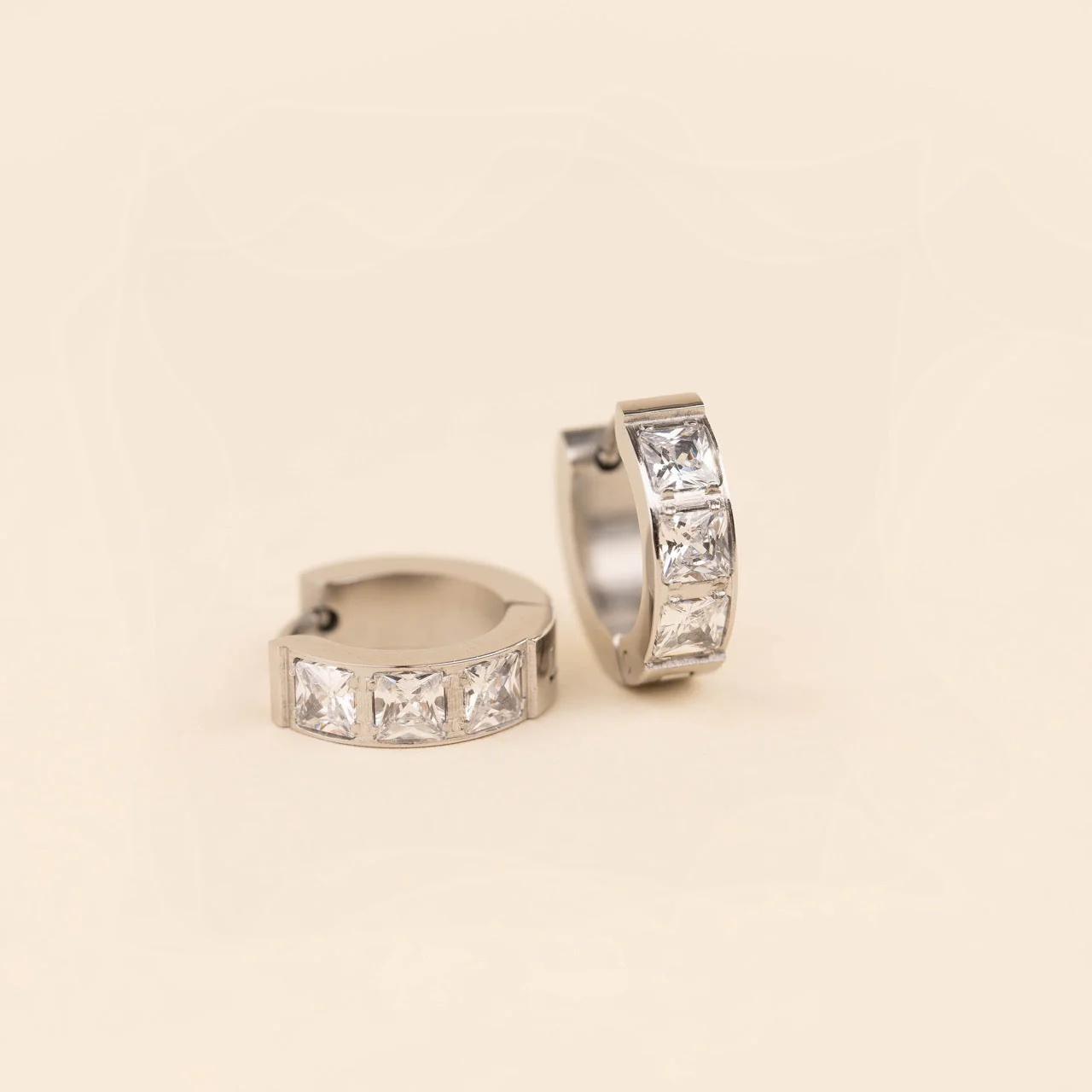 Crystal Chunky Huggie Hoop Earrings - Image 7