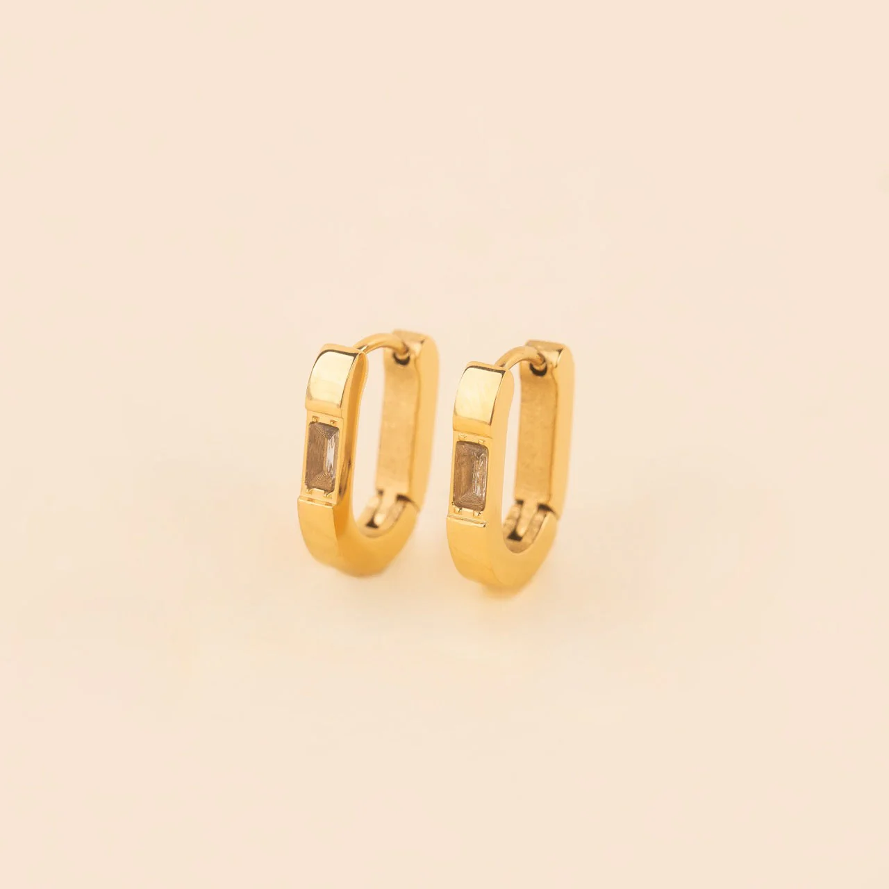 Crystal Oblong Huggie Hoop Earrings