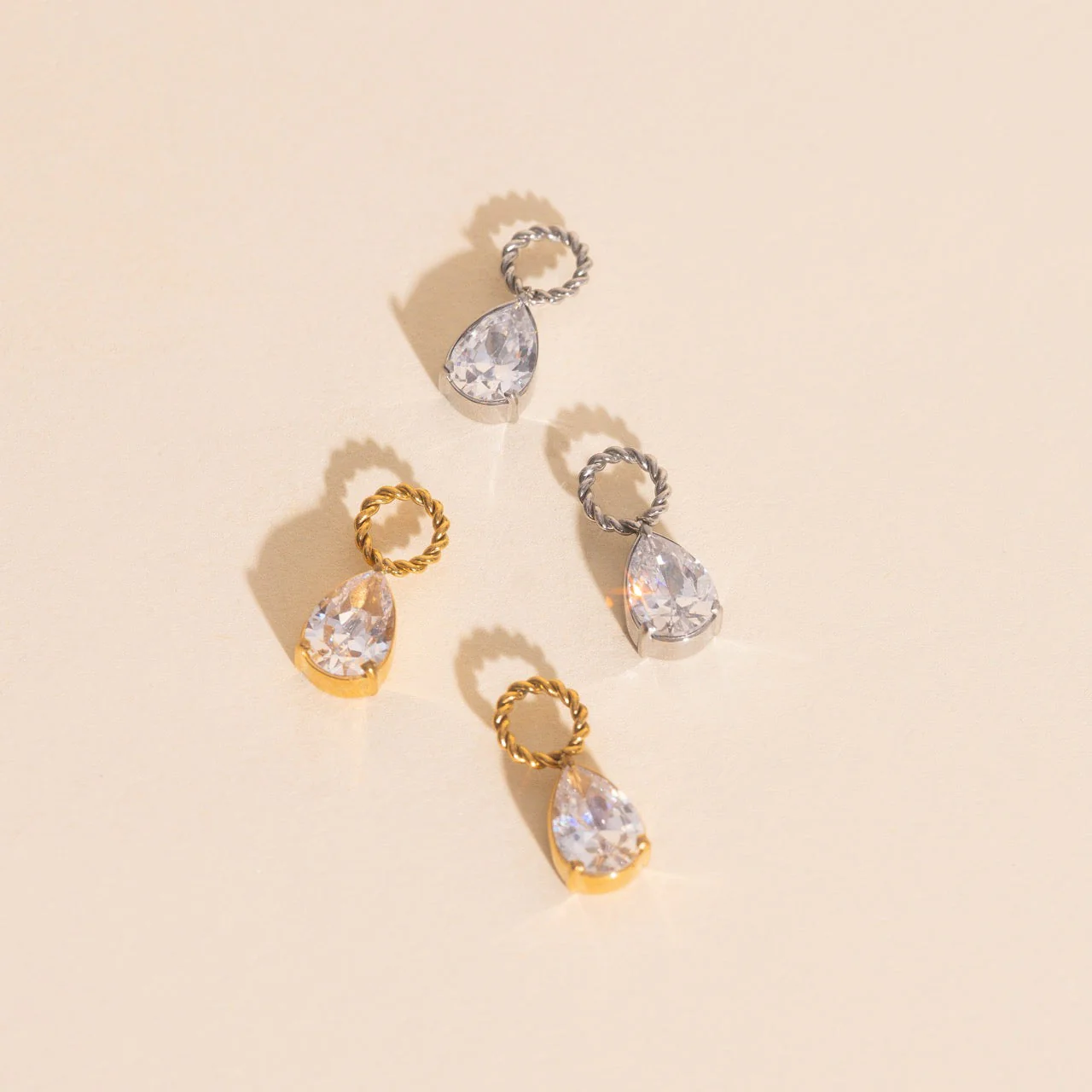 Crystal Pear Huggie Hoop Charms - Image 10
