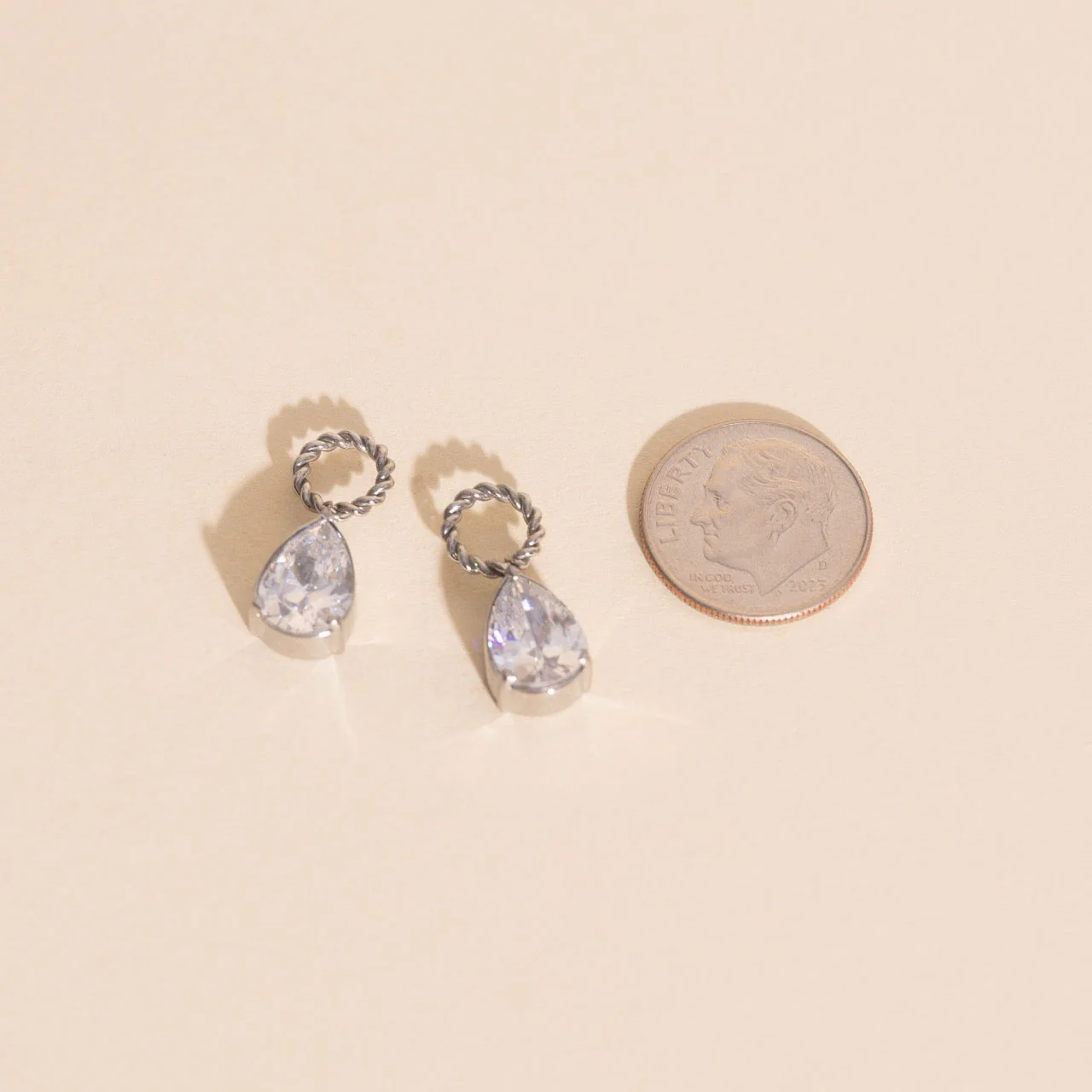 Crystal Pear Huggie Hoop Charms - Image 11