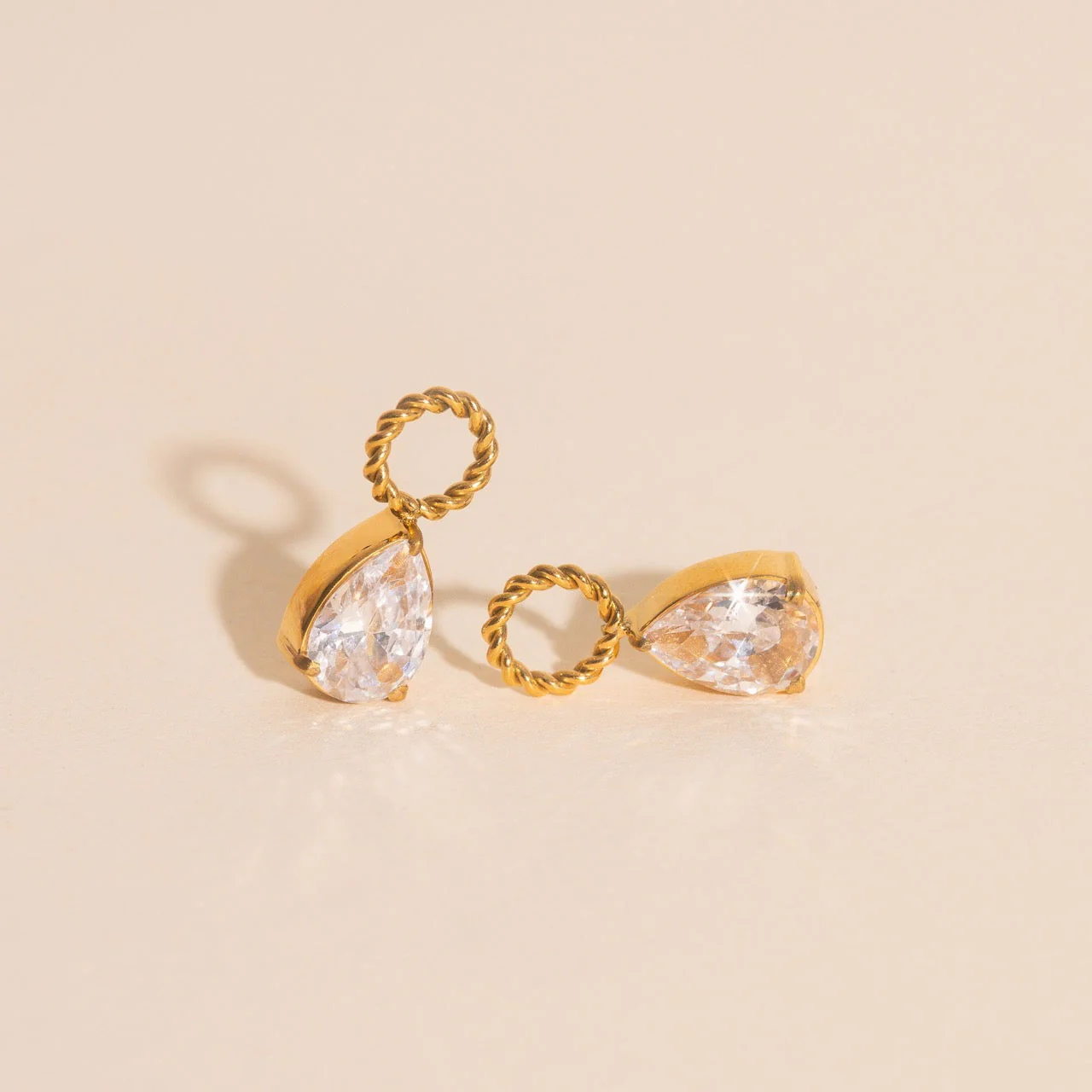 Crystal Pear Huggie Hoop Charms - Image 2