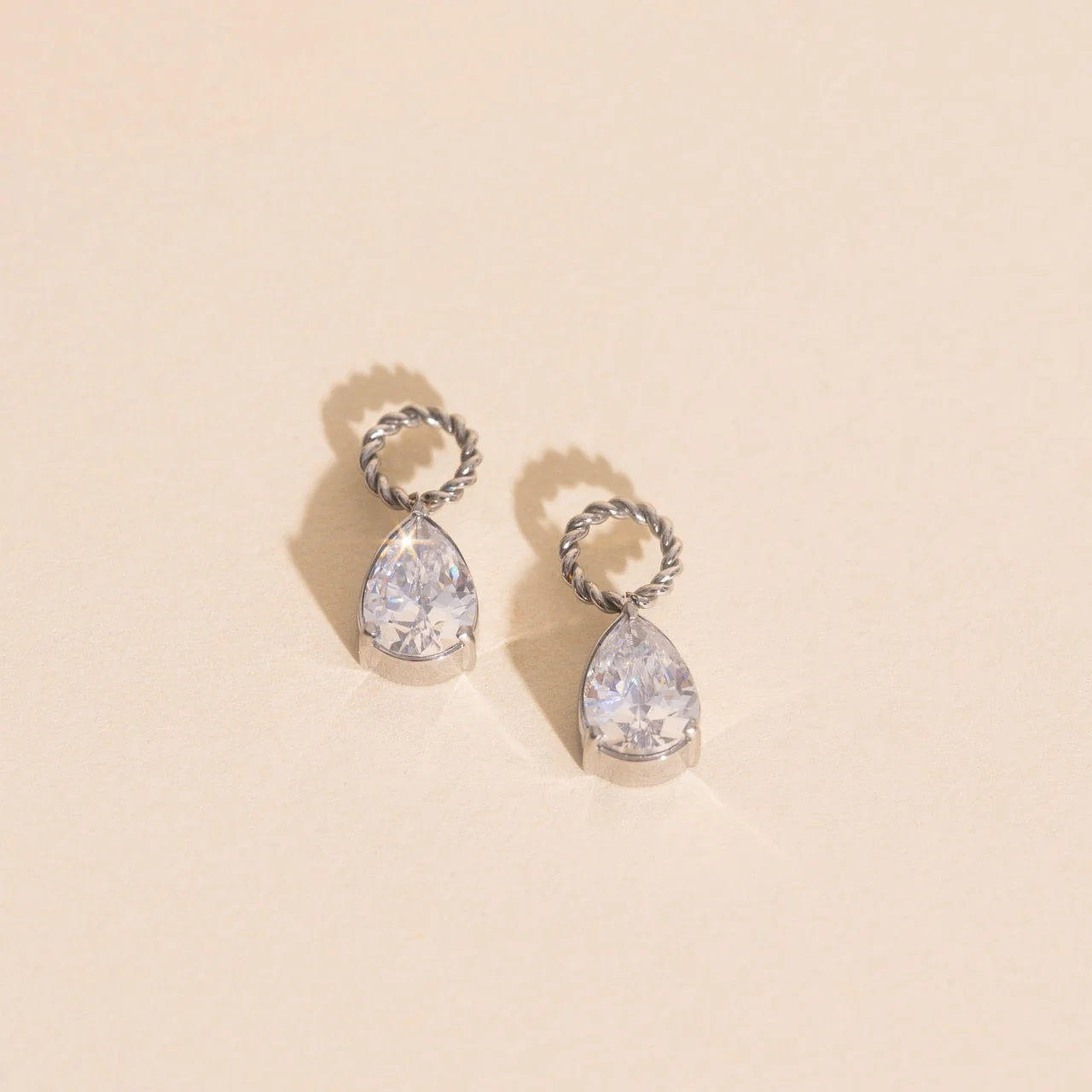 Crystal Pear Huggie Hoop Charms - Image 8