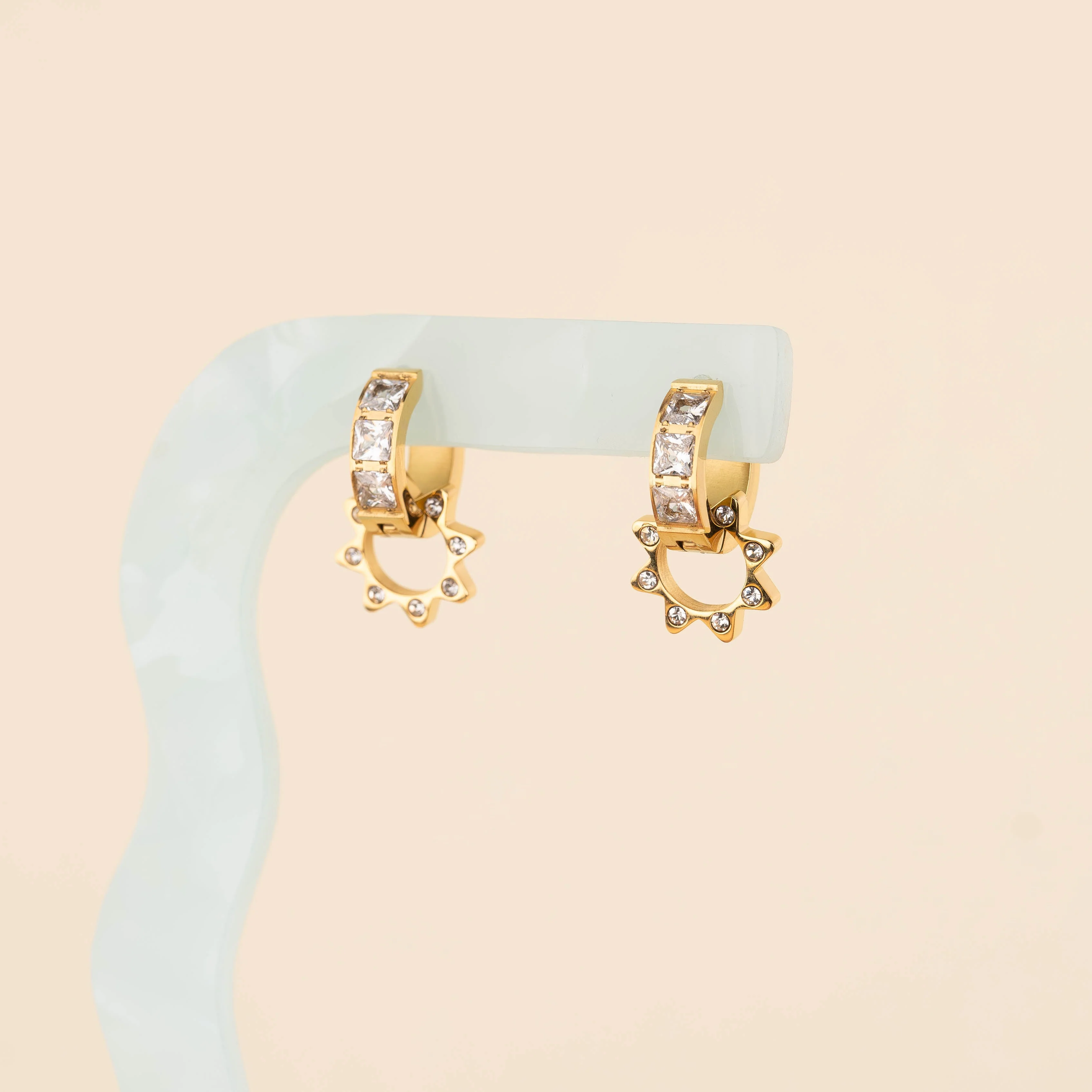 Crystal Sun Chunky Huggie Hoop Charms - Image 2
