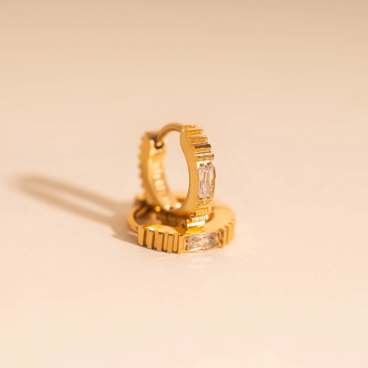 Crystal Textured Tiny Huggie Hoop Earrings