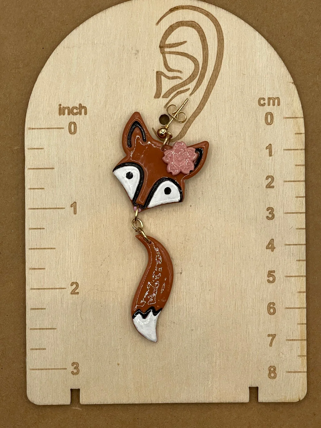 Cutie Red Fox Dangle Earrings - Image 2