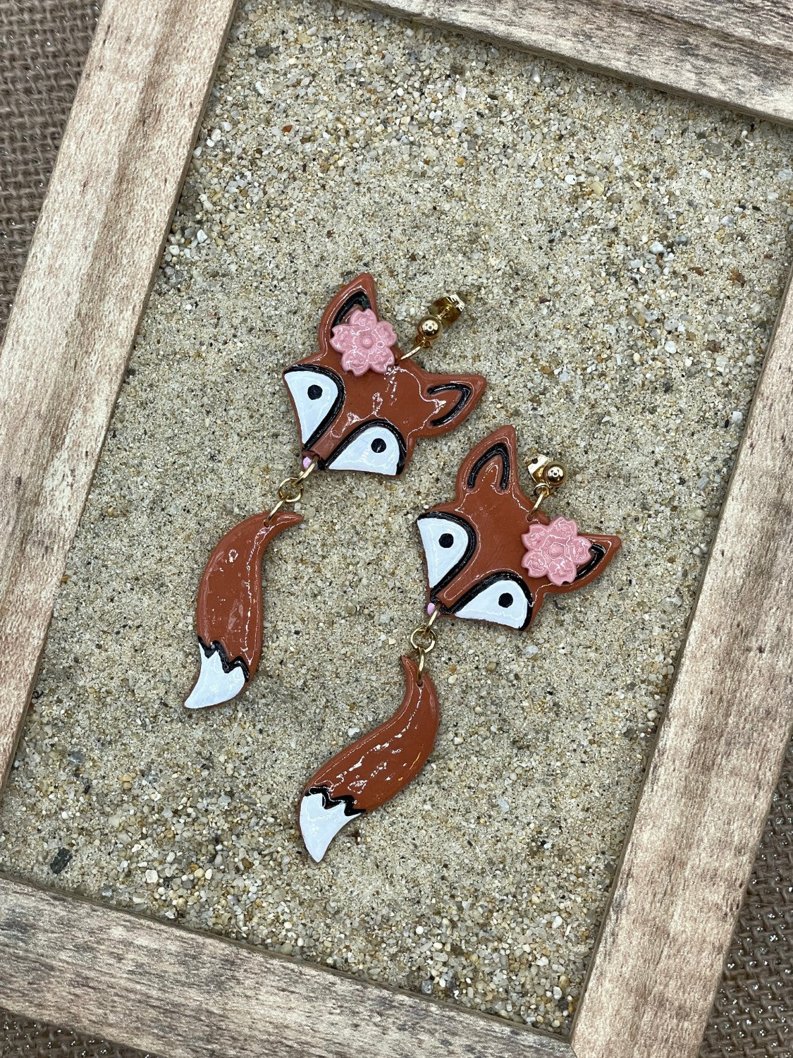 Cutie Red Fox Dangle Earrings - Image 3