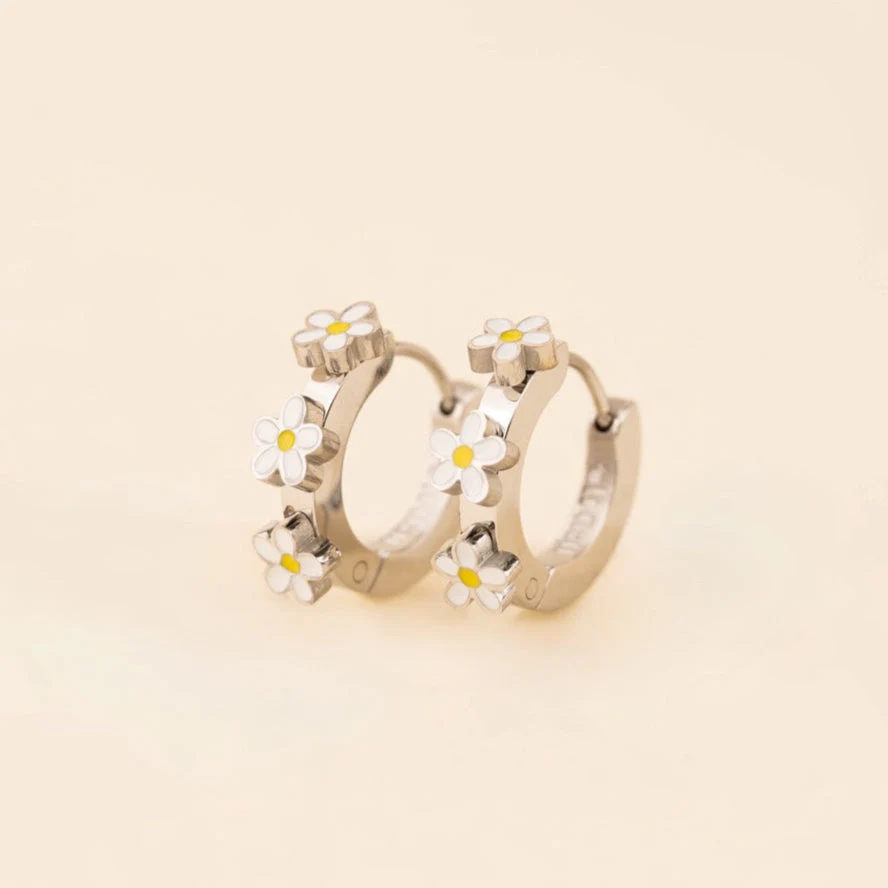 Daisy 3D Huggie Hoop Earrings - Image 6