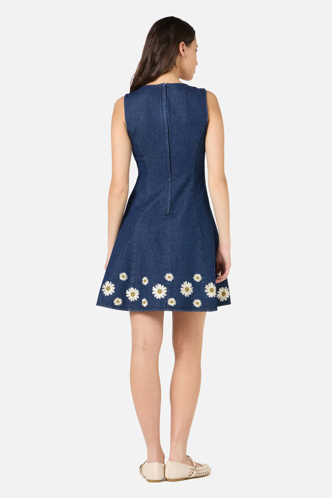 Daria Denim Daisy Embroidered Mini Dress - Image 6