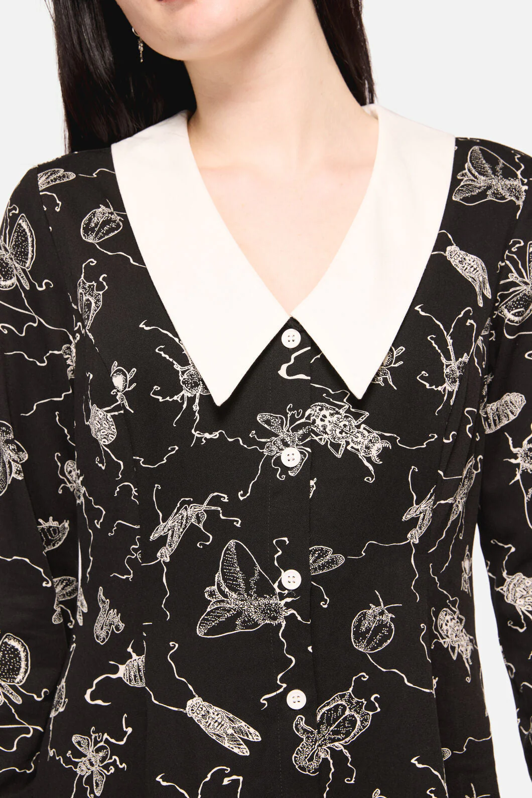 Dark Pieridae Print Long Sleeve Dress - Image 2