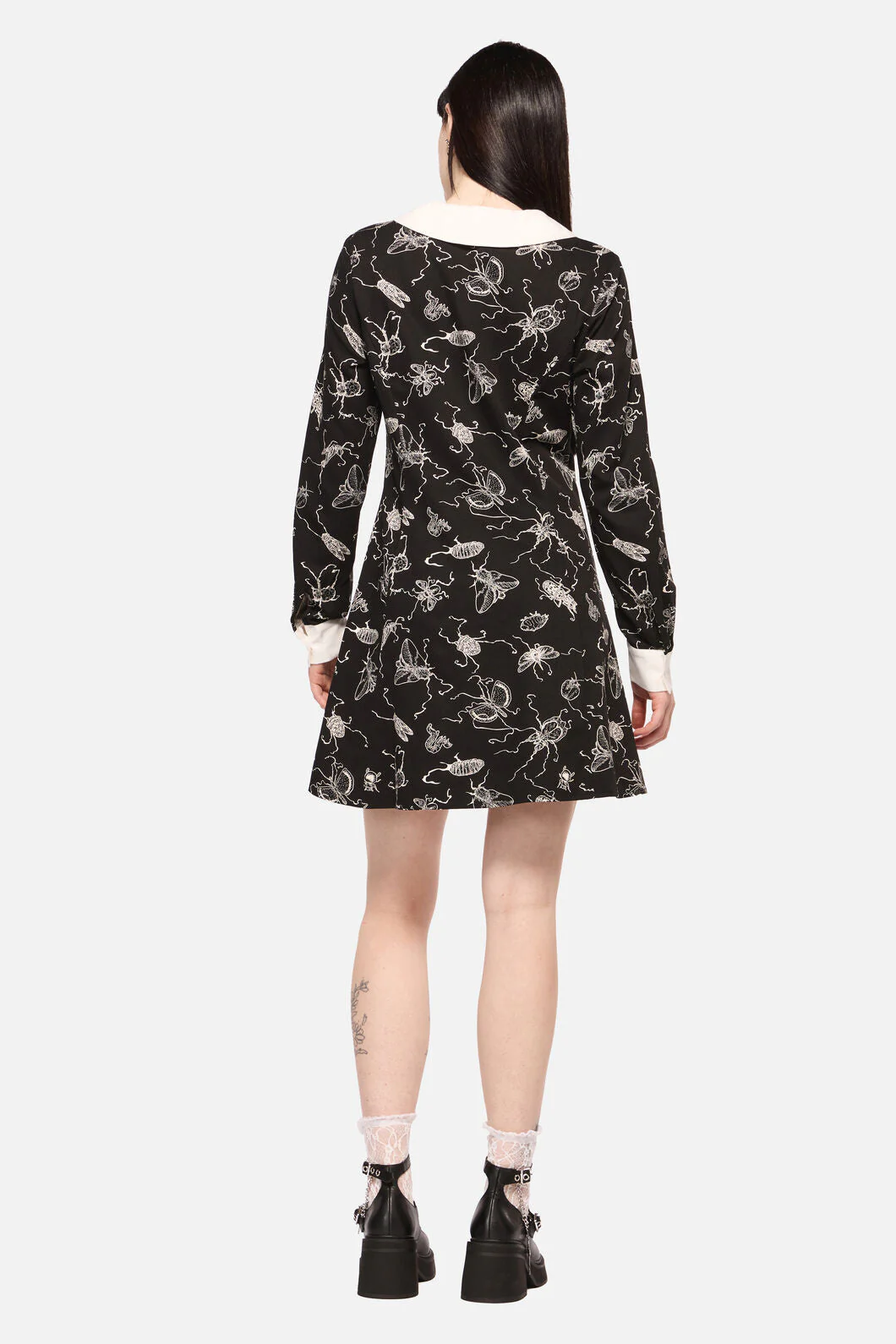 Dark Pieridae Print Long Sleeve Dress - Image 5