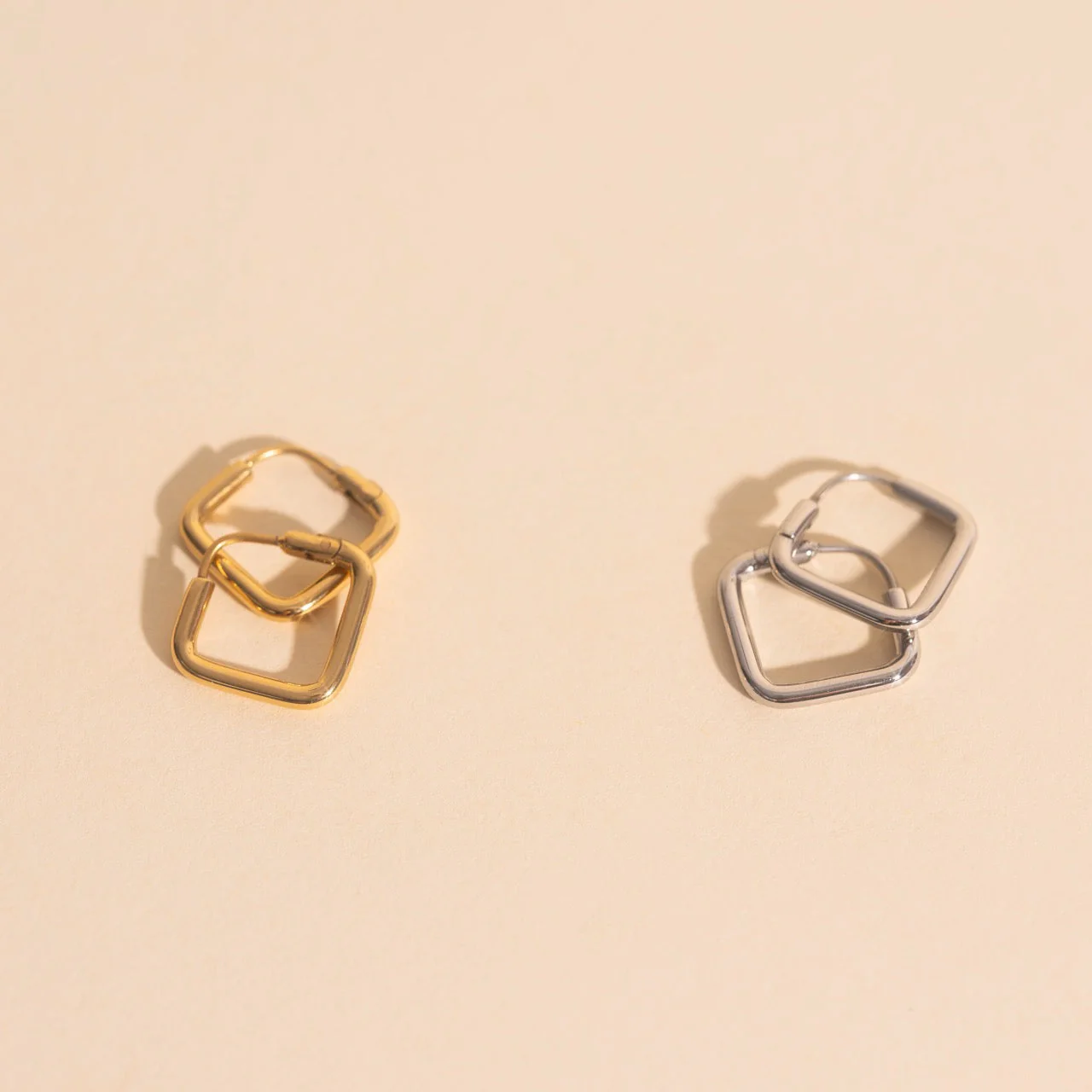 Diamond Rounded Huggie Hoop Earrings - Image 10