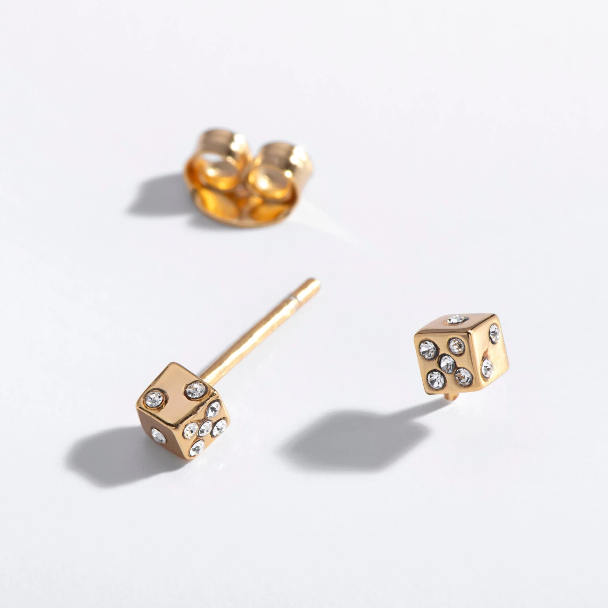 Tiny Dice Stud Earrings Sterling Silver - Image 3