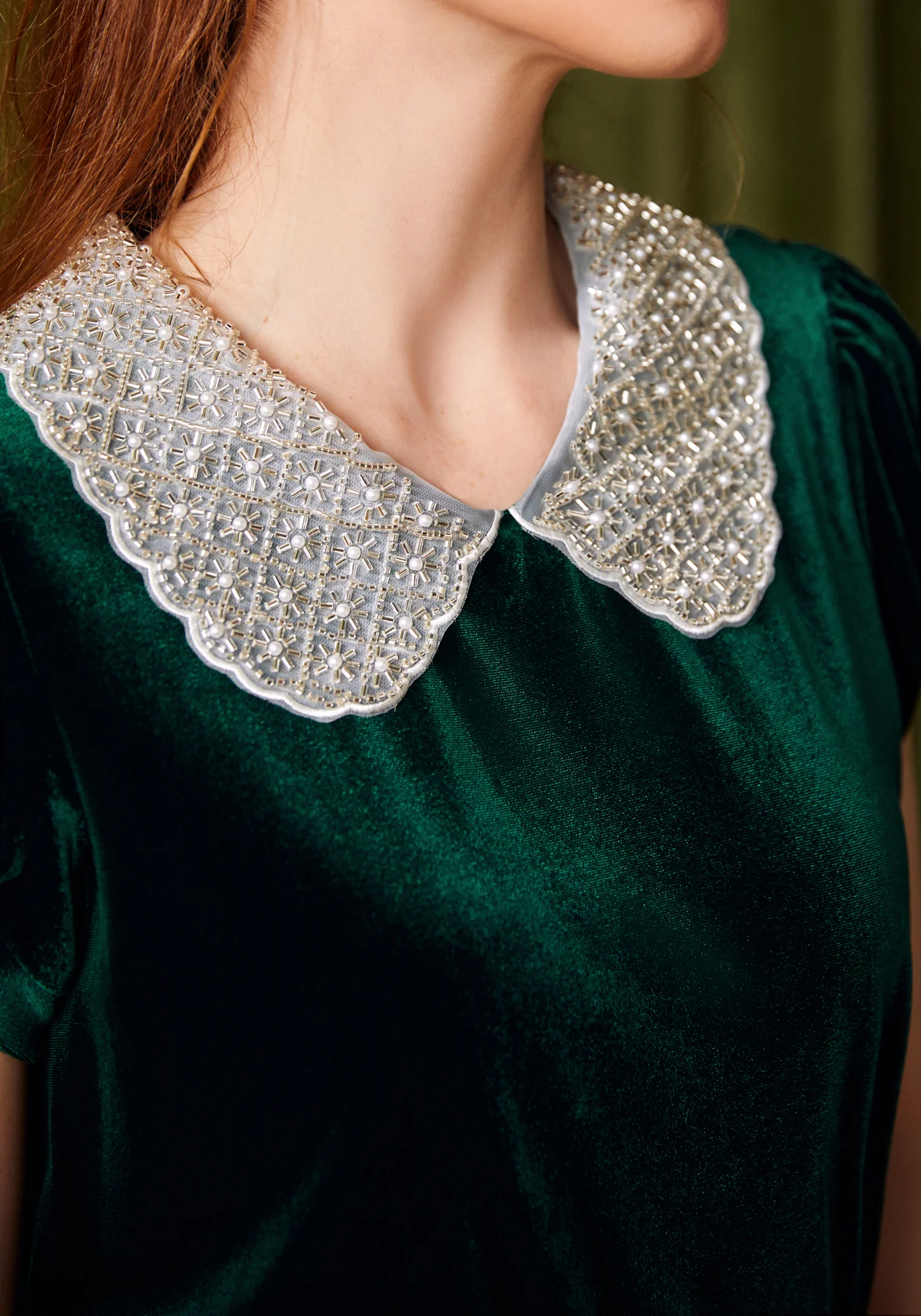 Diner Delight Peter Pan Collar Velvet Top - Image 2
