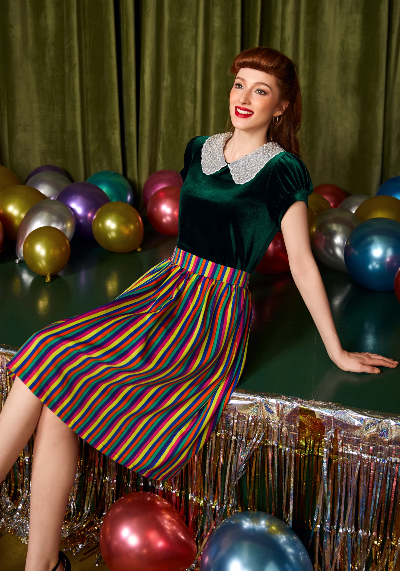 Diner Delight Peter Pan Collar Velvet Top - Image 6