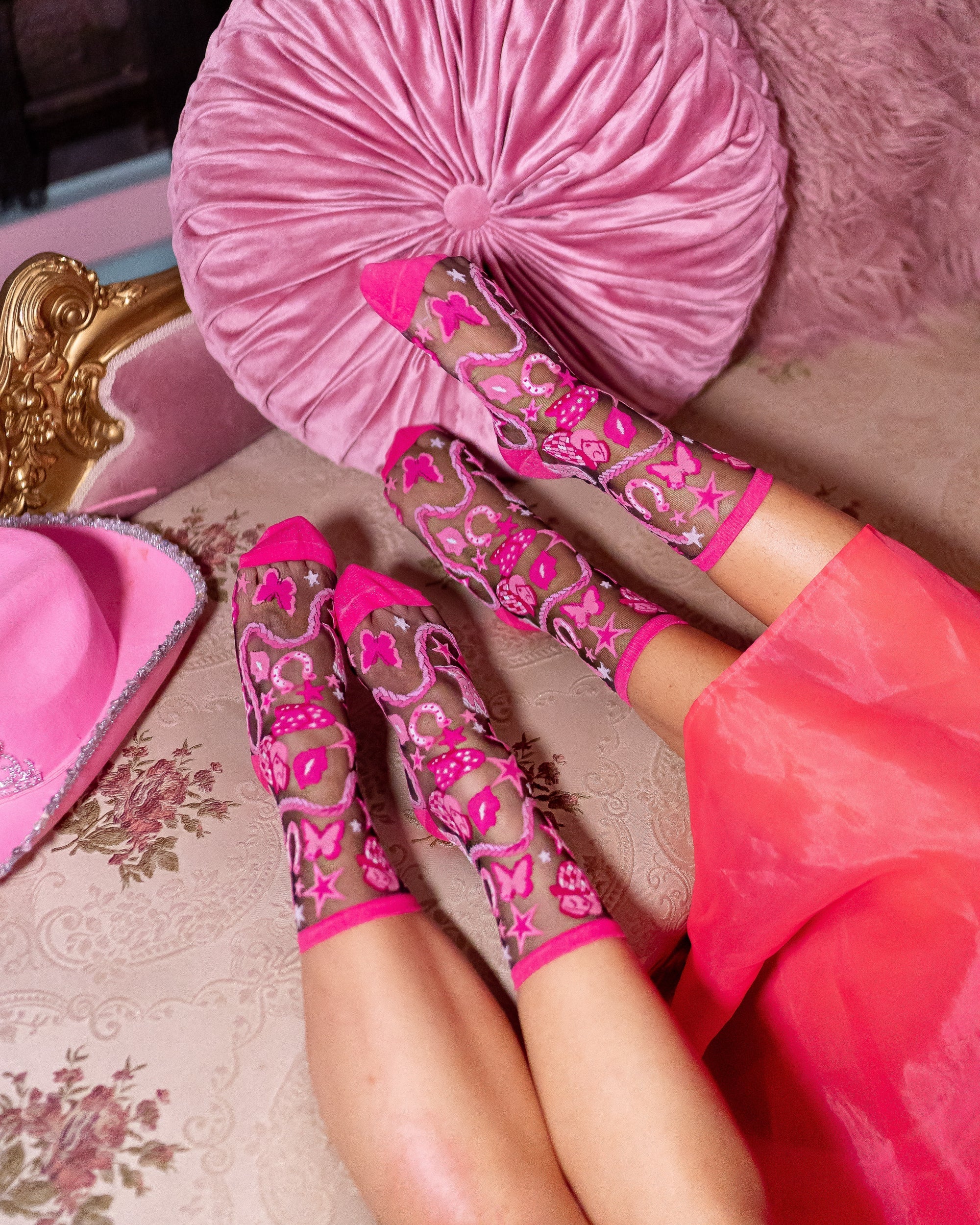 Disco Barbie Black Sheer Crew Sock - Image 7