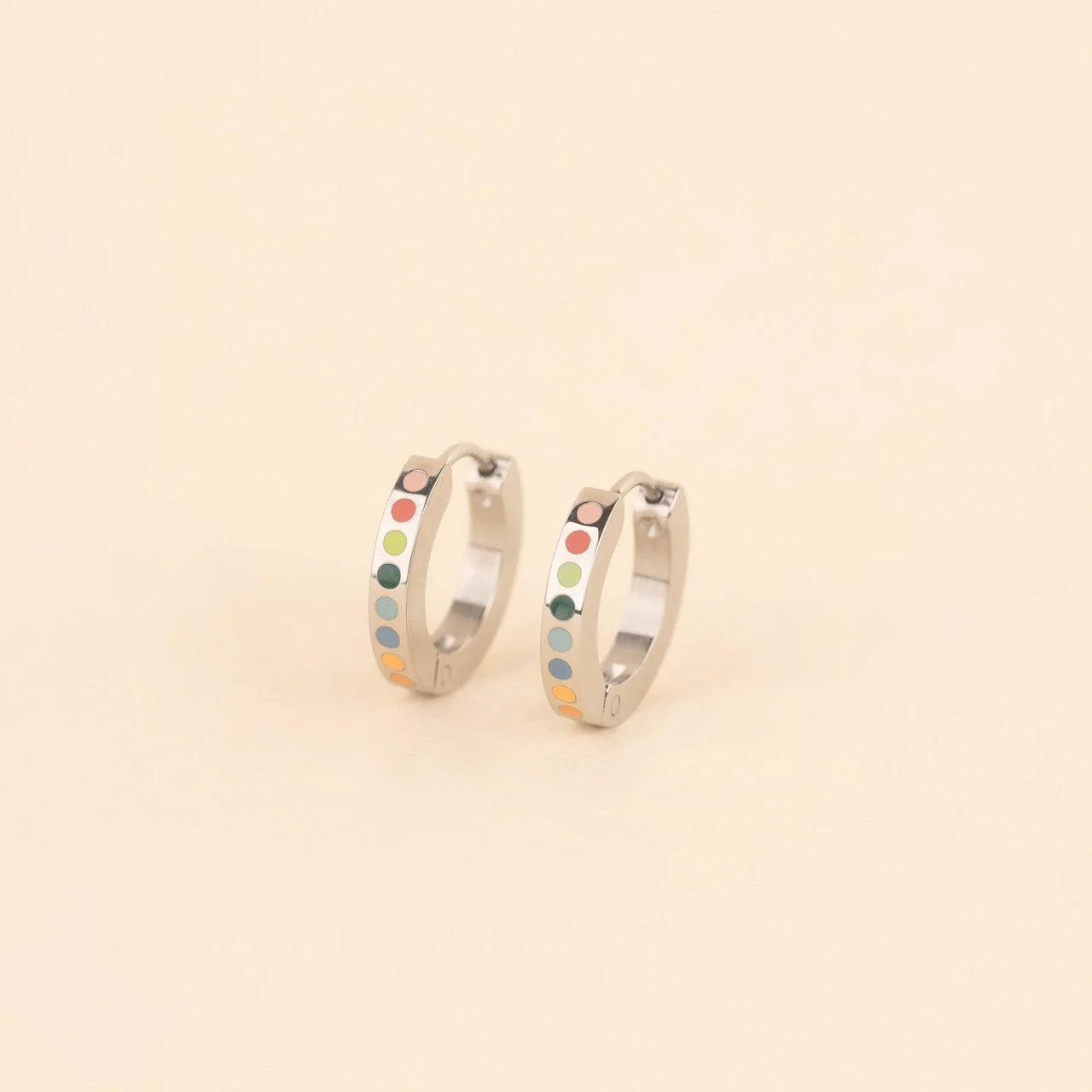 Dot Huggie Hoop Earrings - Image 2
