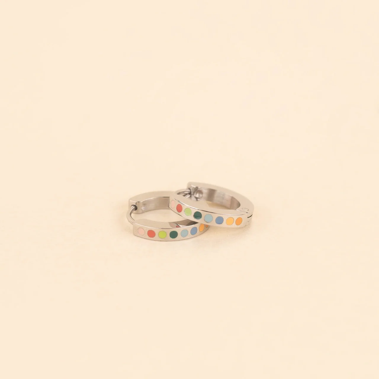 Dot Huggie Hoop Earrings - Image 3