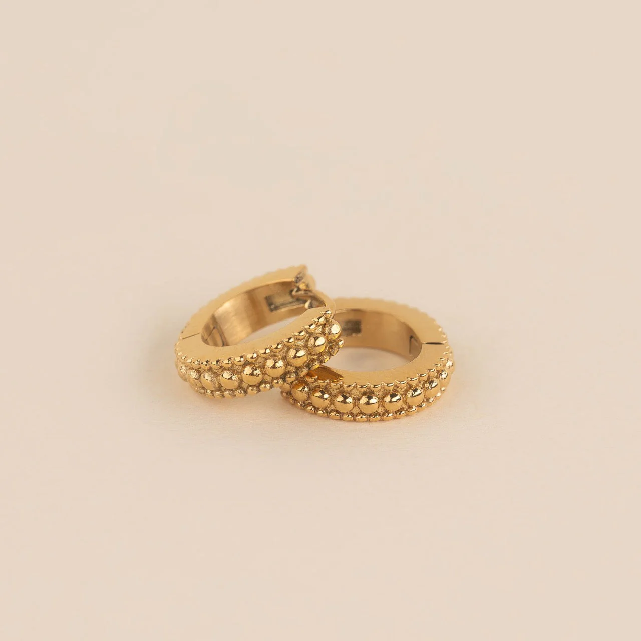Dotted Chunky Huggie Hoop Earrings - Image 3
