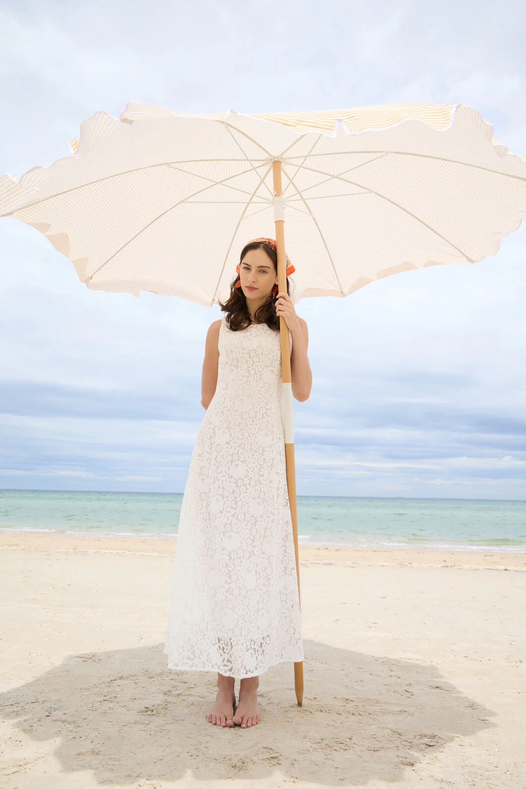 Dreamy White Lace Midi Dress - Image 3