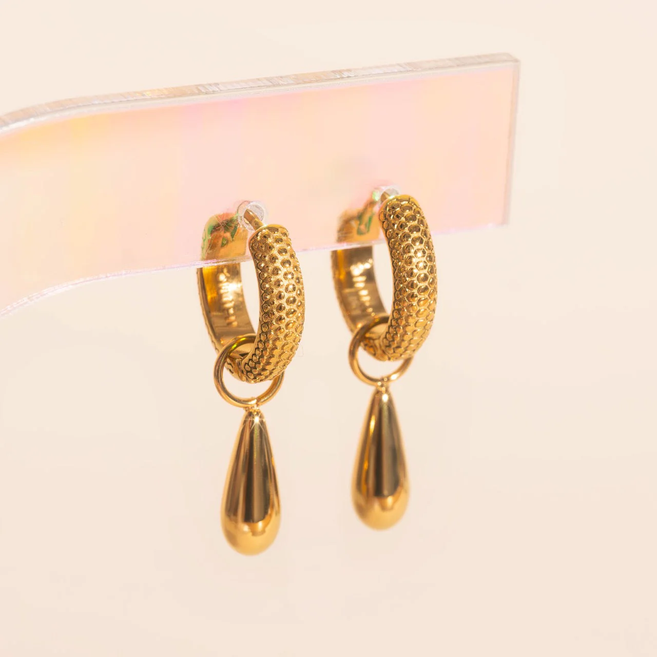 Droplet Chunky Huggie Hoop Charms - Image 2