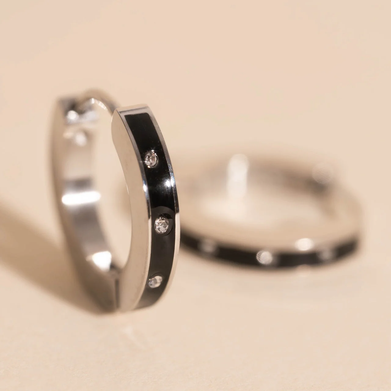 Enamel Crystal Huggie Hoop Earrings