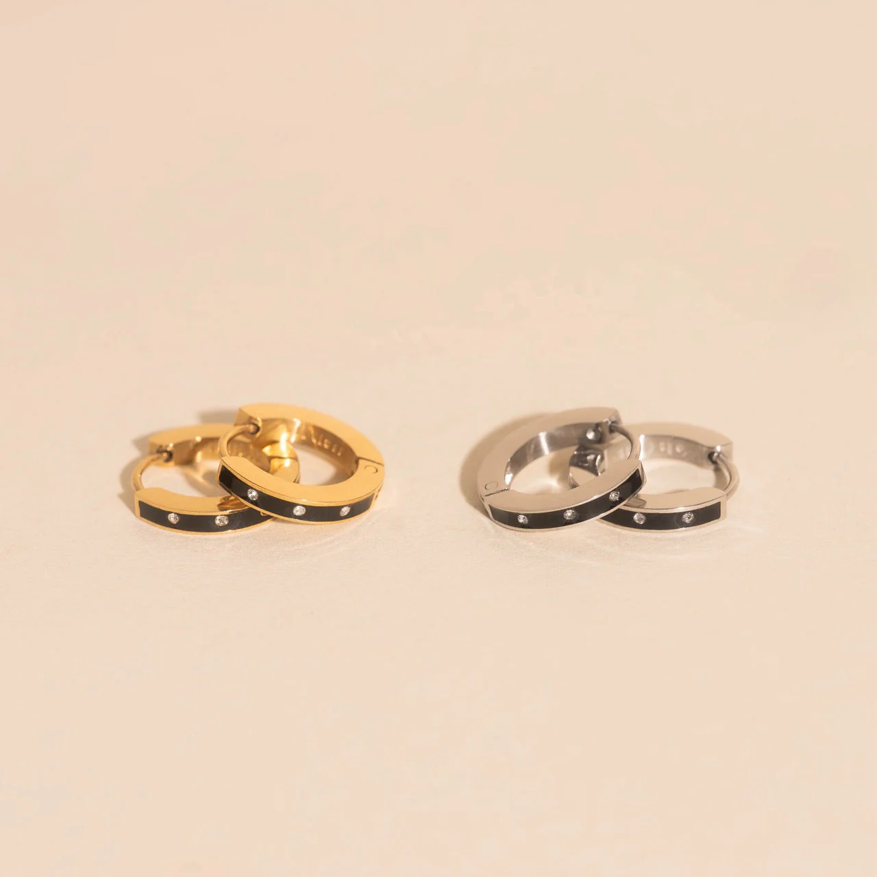 Enamel Crystal Huggie Hoop Earrings - Image 11