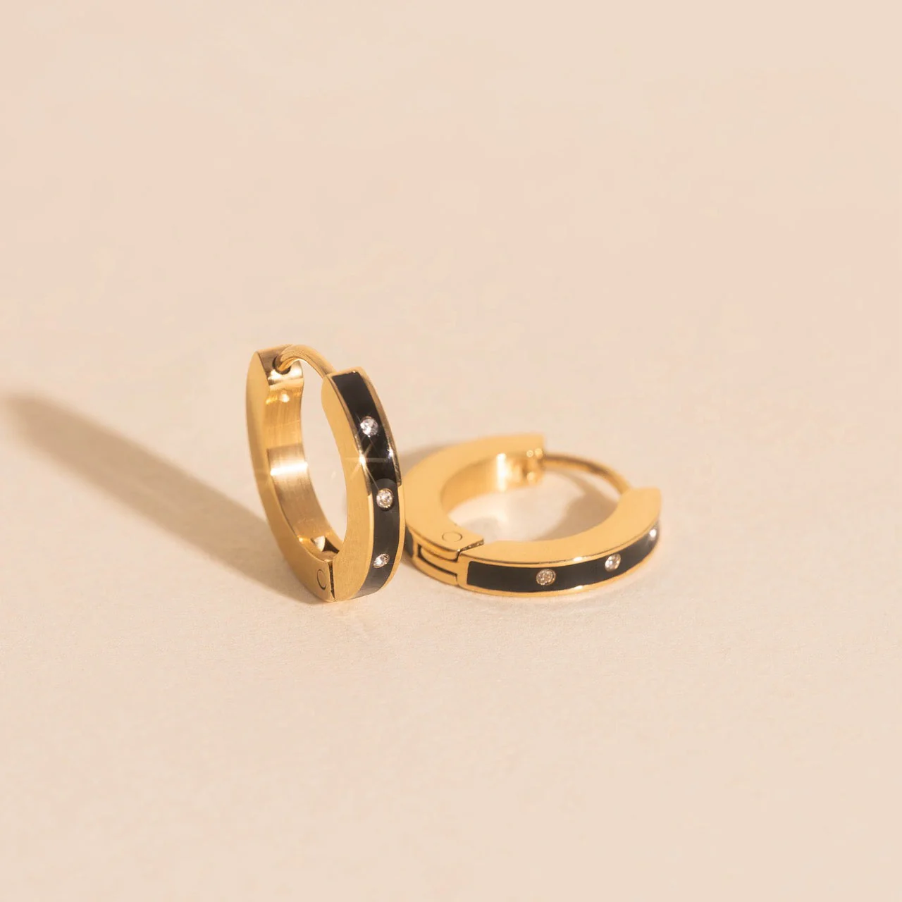 Enamel Crystal Huggie Hoop Earrings - Image 5