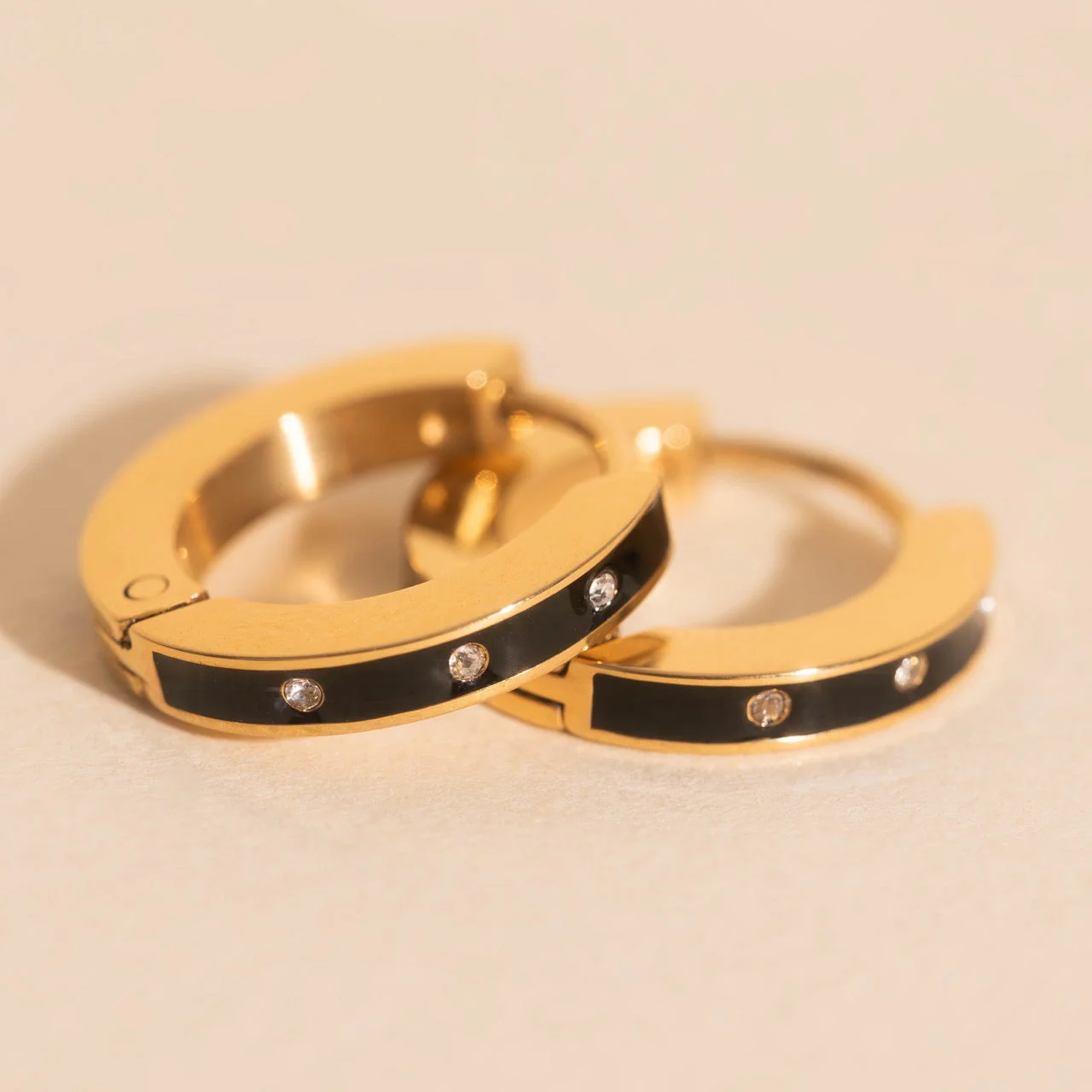 Enamel Crystal Huggie Hoop Earrings - Image 6