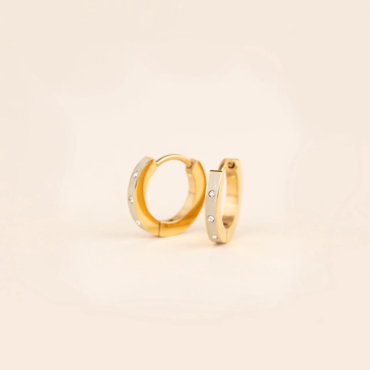 Enamel Crystal Huggie Hoop Earrings - Image 7