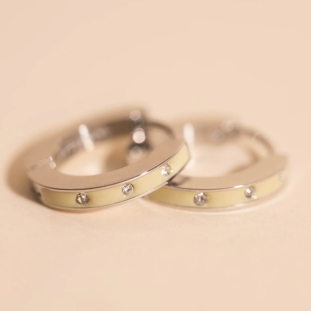 Enamel Crystal Huggie Hoop Earrings - Image 9