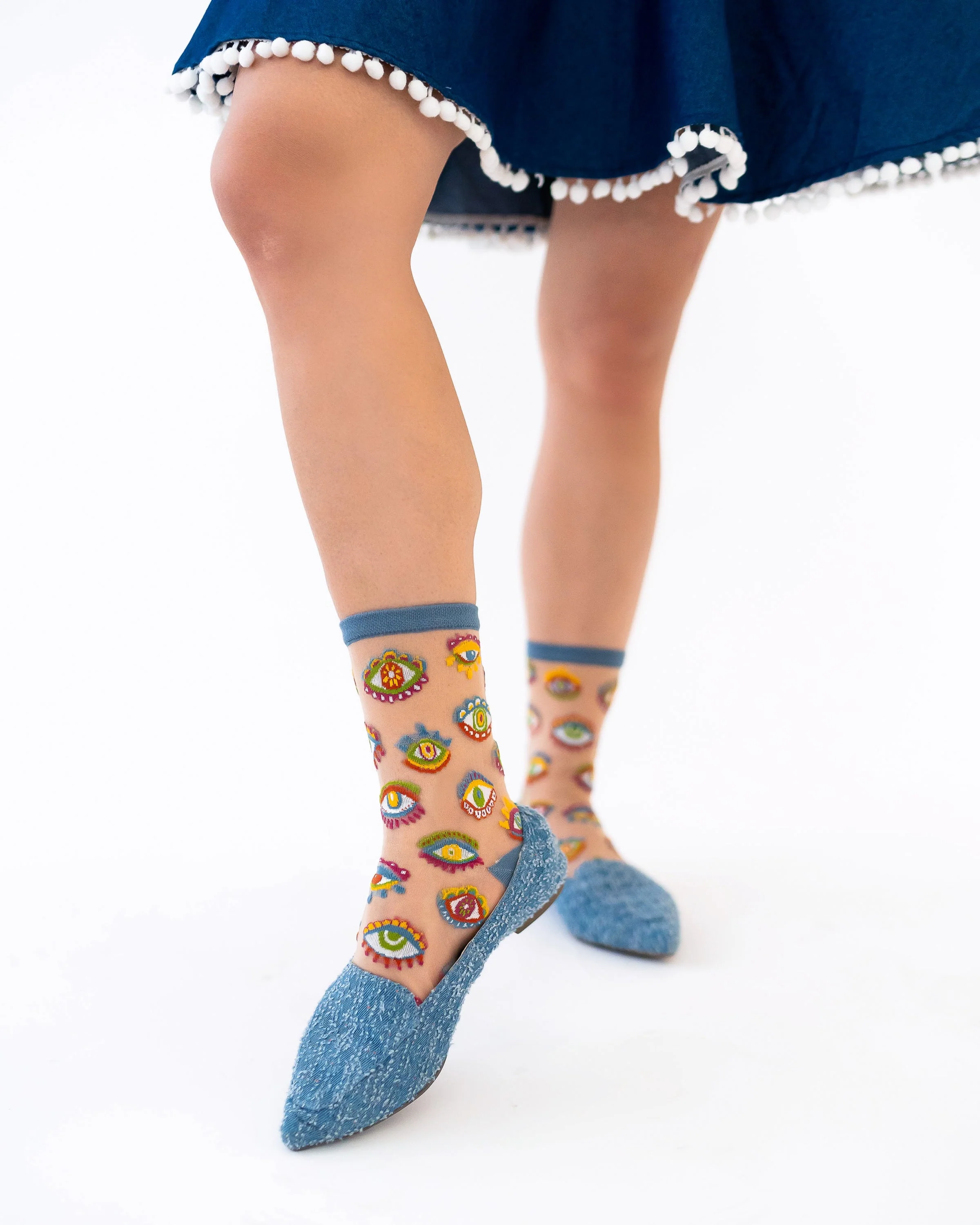 Evil Eye Sheer Crew Sock - Image 7
