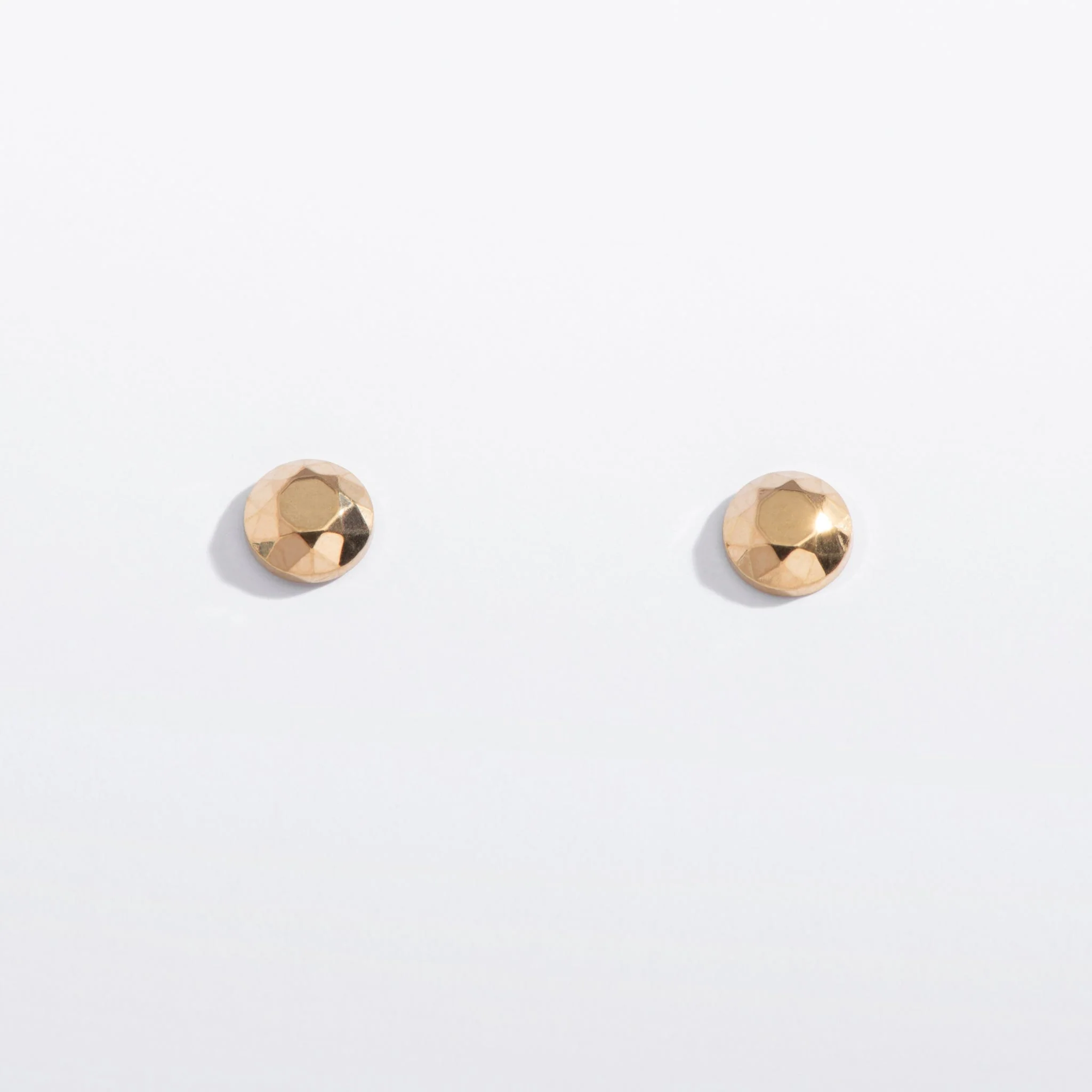 Tiny Faceted Circle Flat Back Stud Earrings