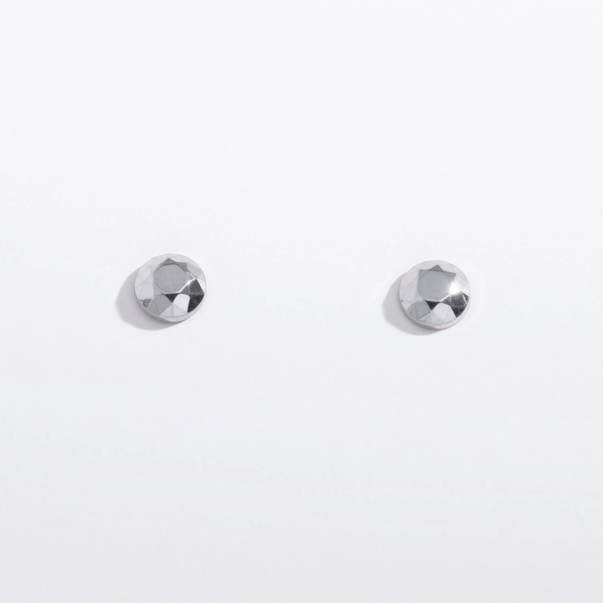 Tiny Faceted Circle Flat Back Stud Earrings - Image 3