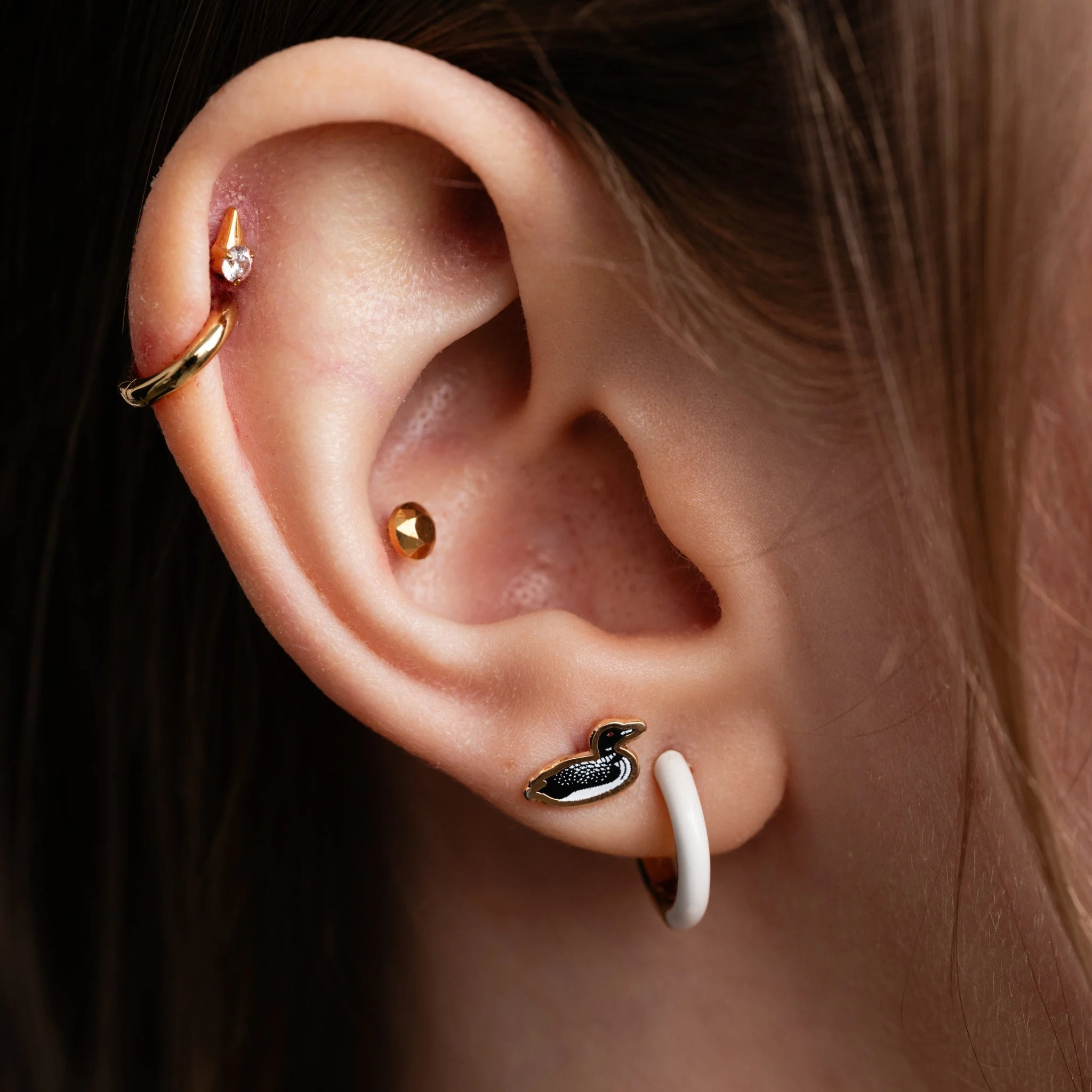 Tiny Faceted Circle Flat Back Stud Earrings - Image 4