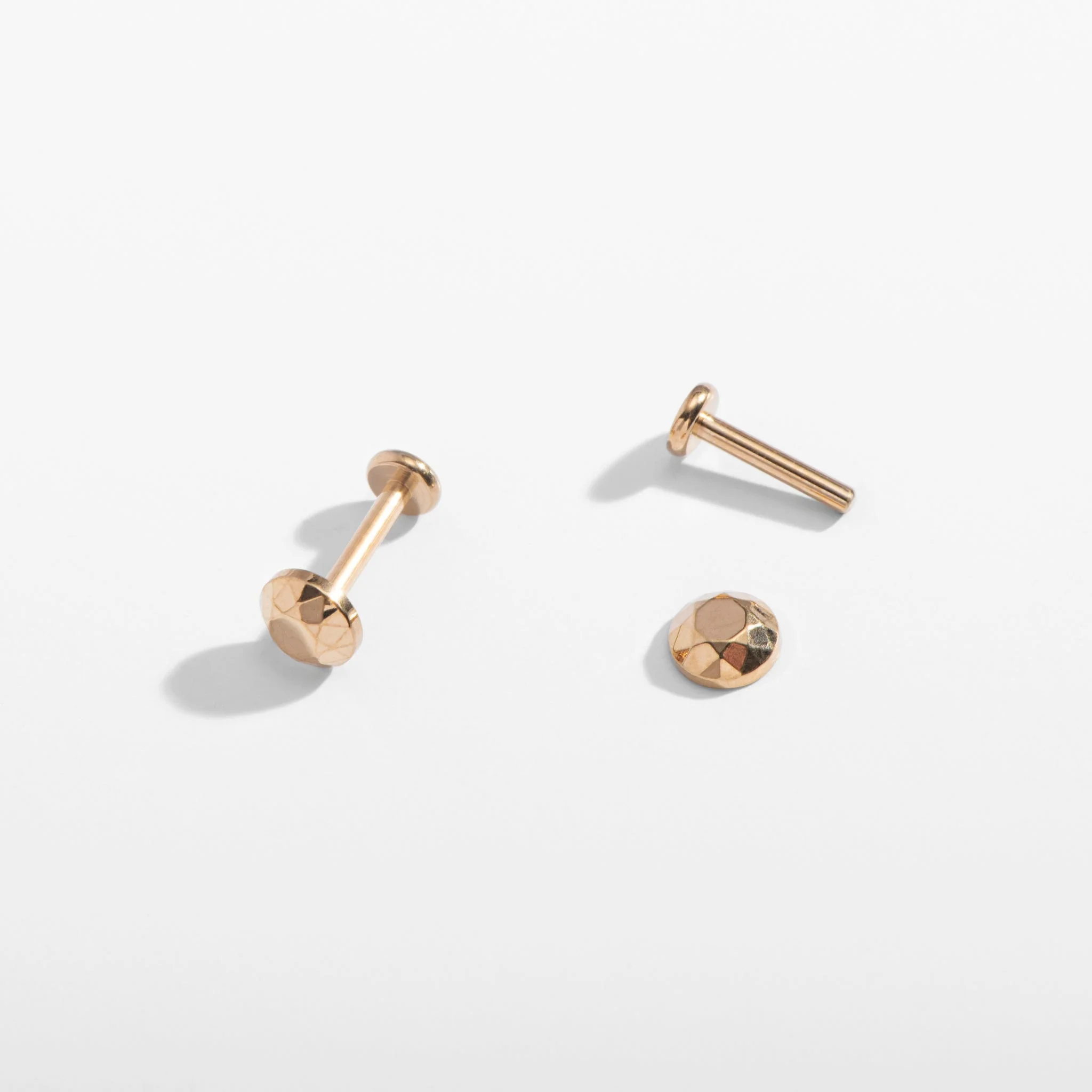 Tiny Faceted Circle Flat Back Stud Earrings - Image 5