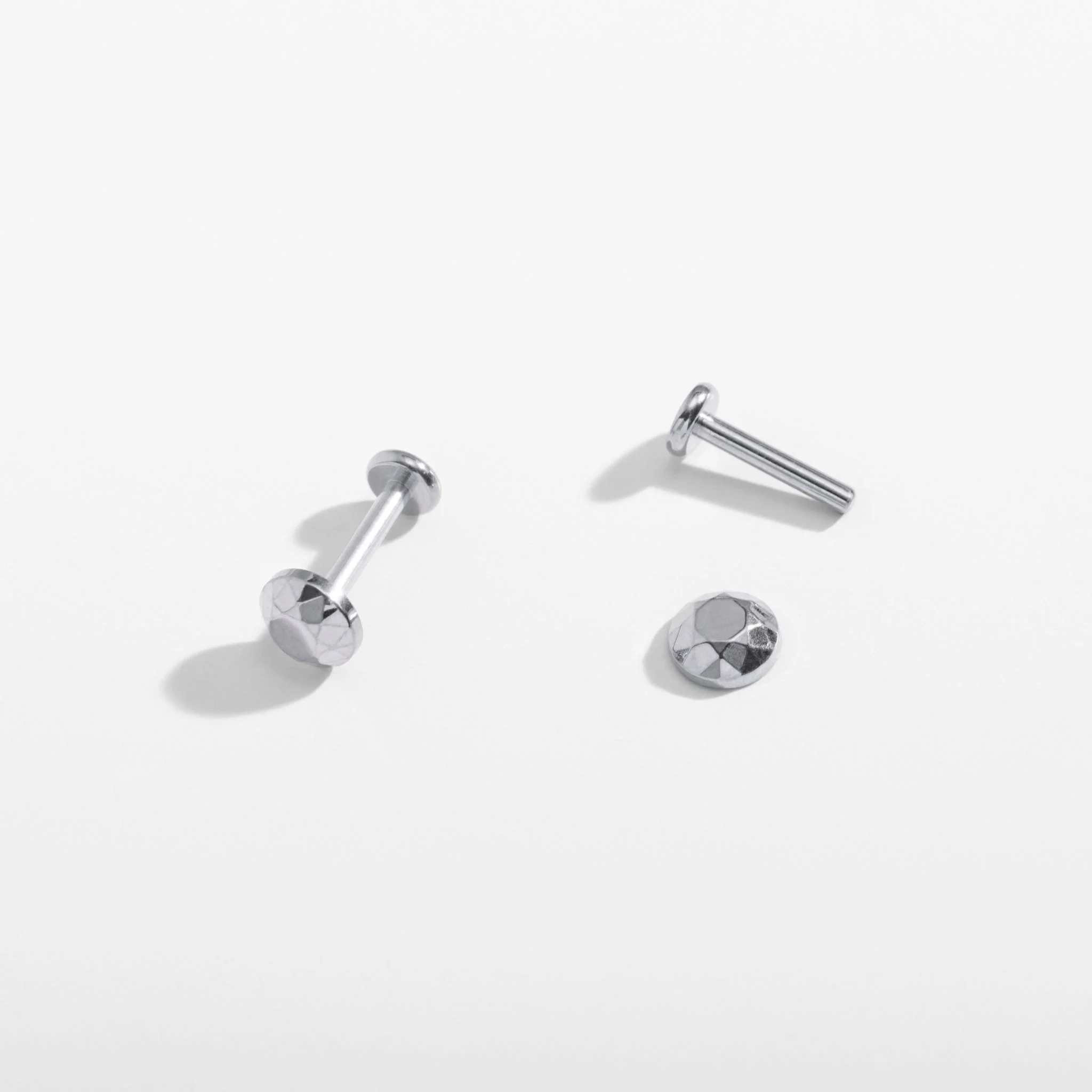 Tiny Faceted Circle Flat Back Stud Earrings - Image 7