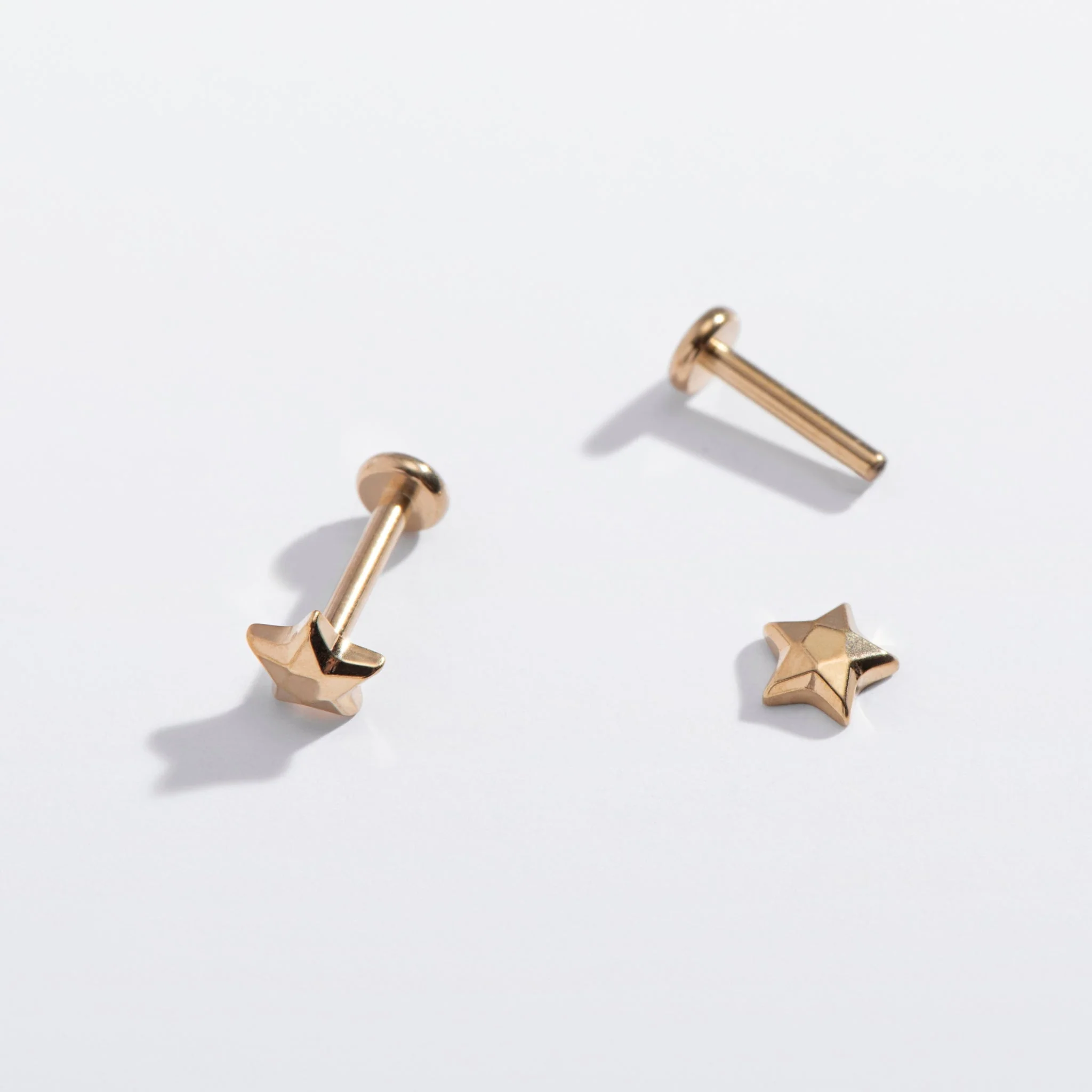 Tiny Faceted Star Flat Back Stud Earrings - Image 4