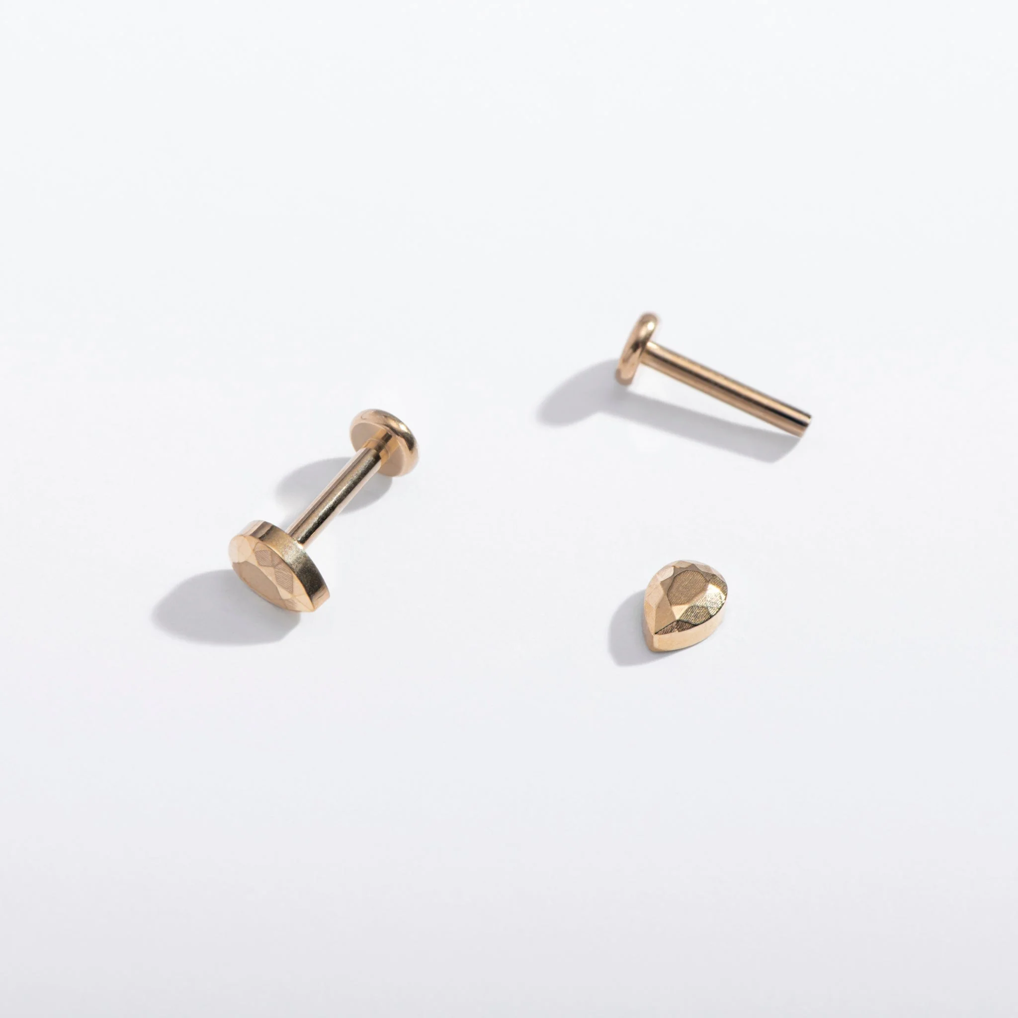 Tiny Faceted Teardrop Flat Back Stud Earrings - Image 3