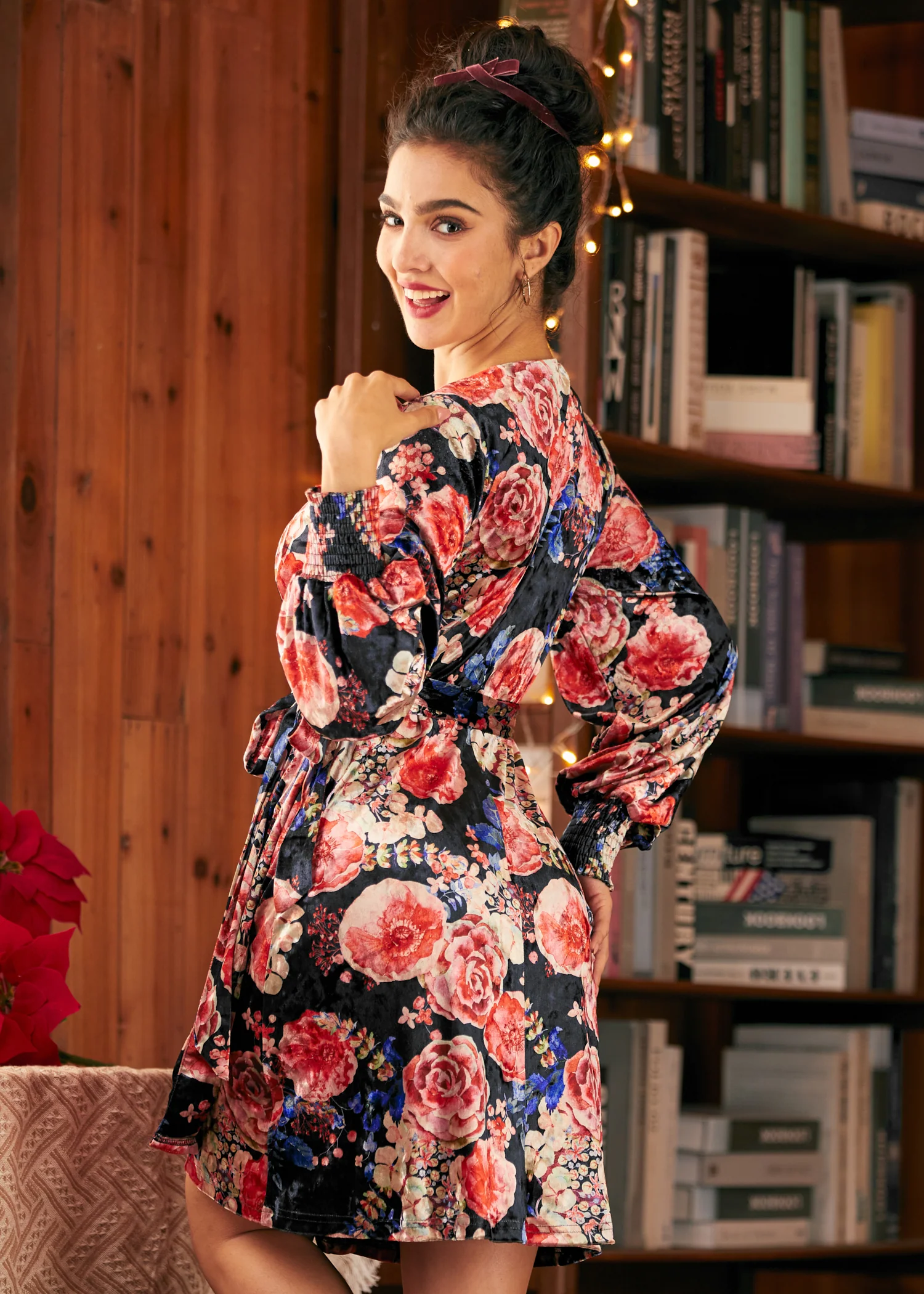 Celestial Silhouette Balloon Sleeve Dress - Image 3