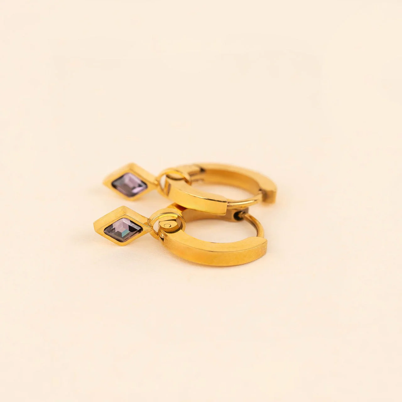 February Birthstone Huggie Hoop Charms - Image 2