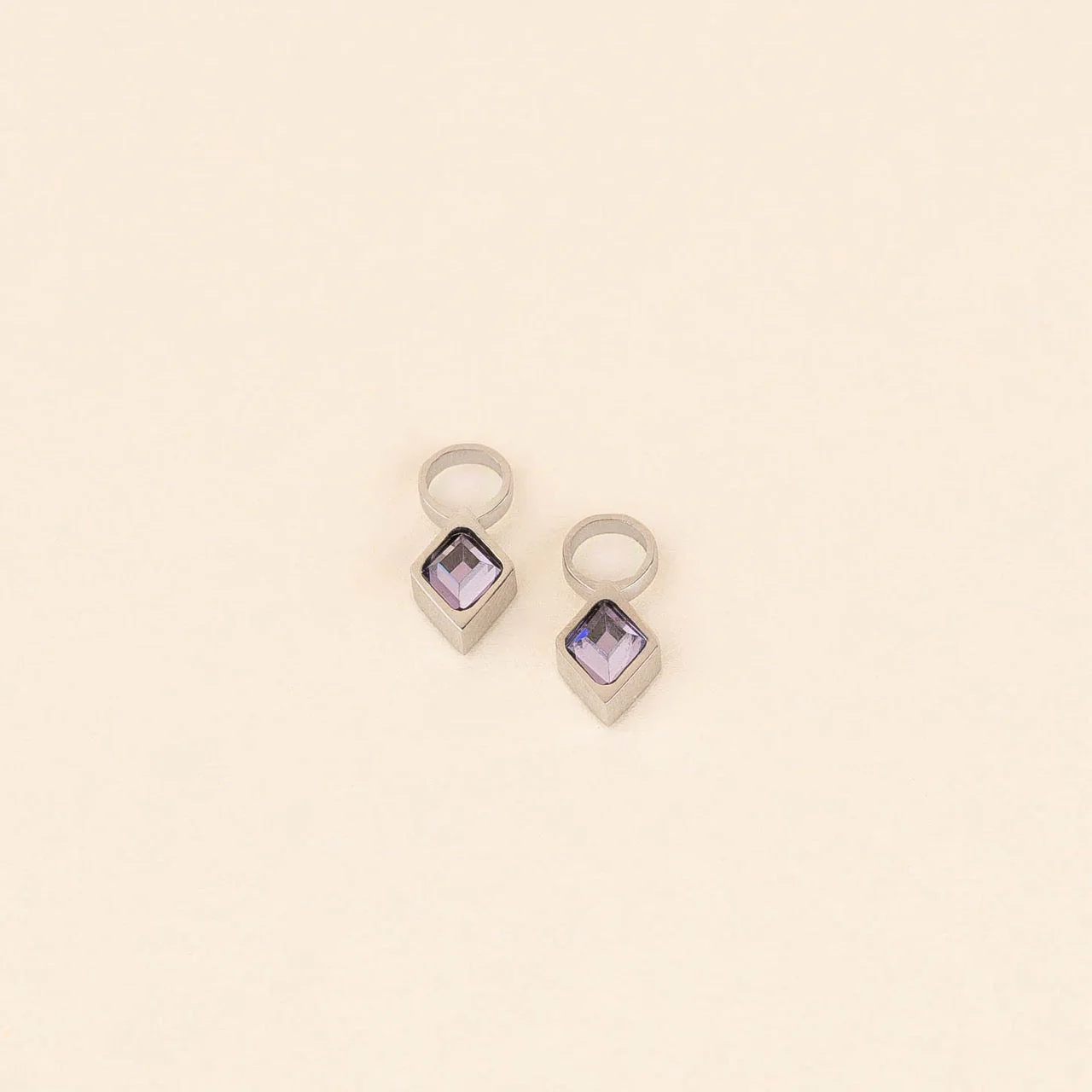 February Birthstone Huggie Hoop Charms - Image 3