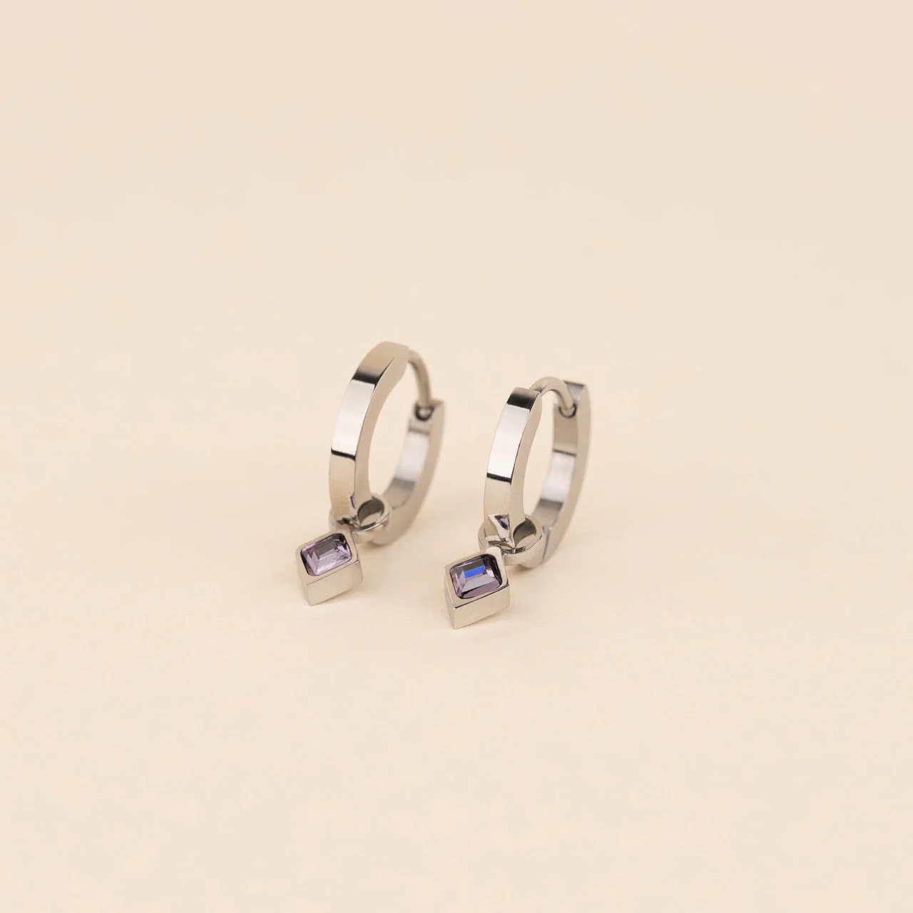 February Birthstone Huggie Hoop Charms - Image 4