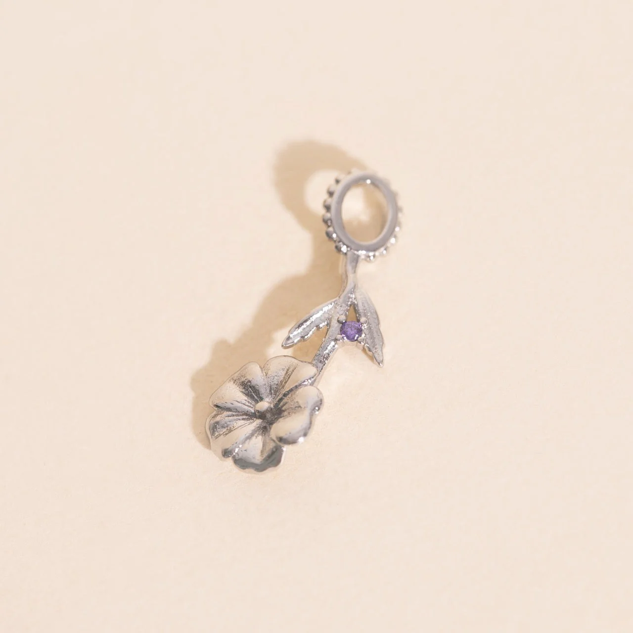 February Violet Birth Flower Necklace Charm