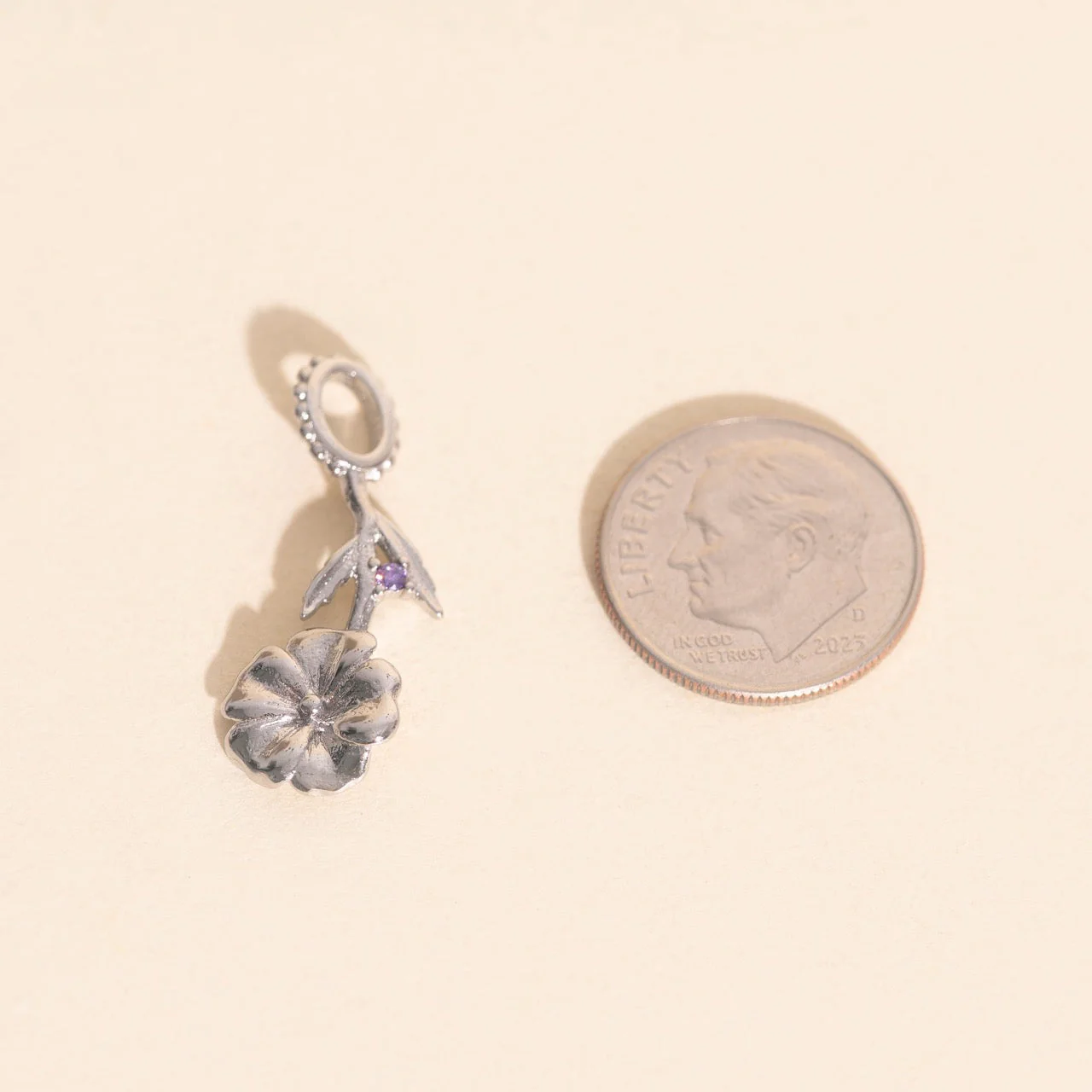 February Violet Birth Flower Necklace Charm - Image 10