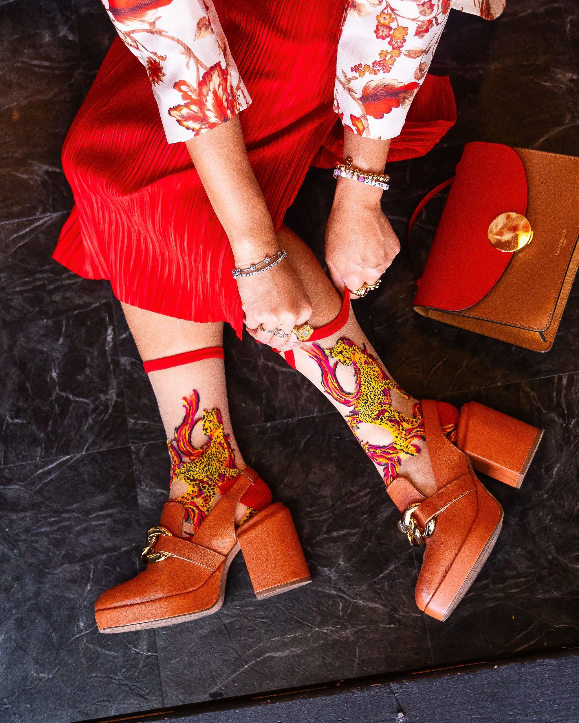 Flaming Cheetah Sheer Crew Sock - Image 3