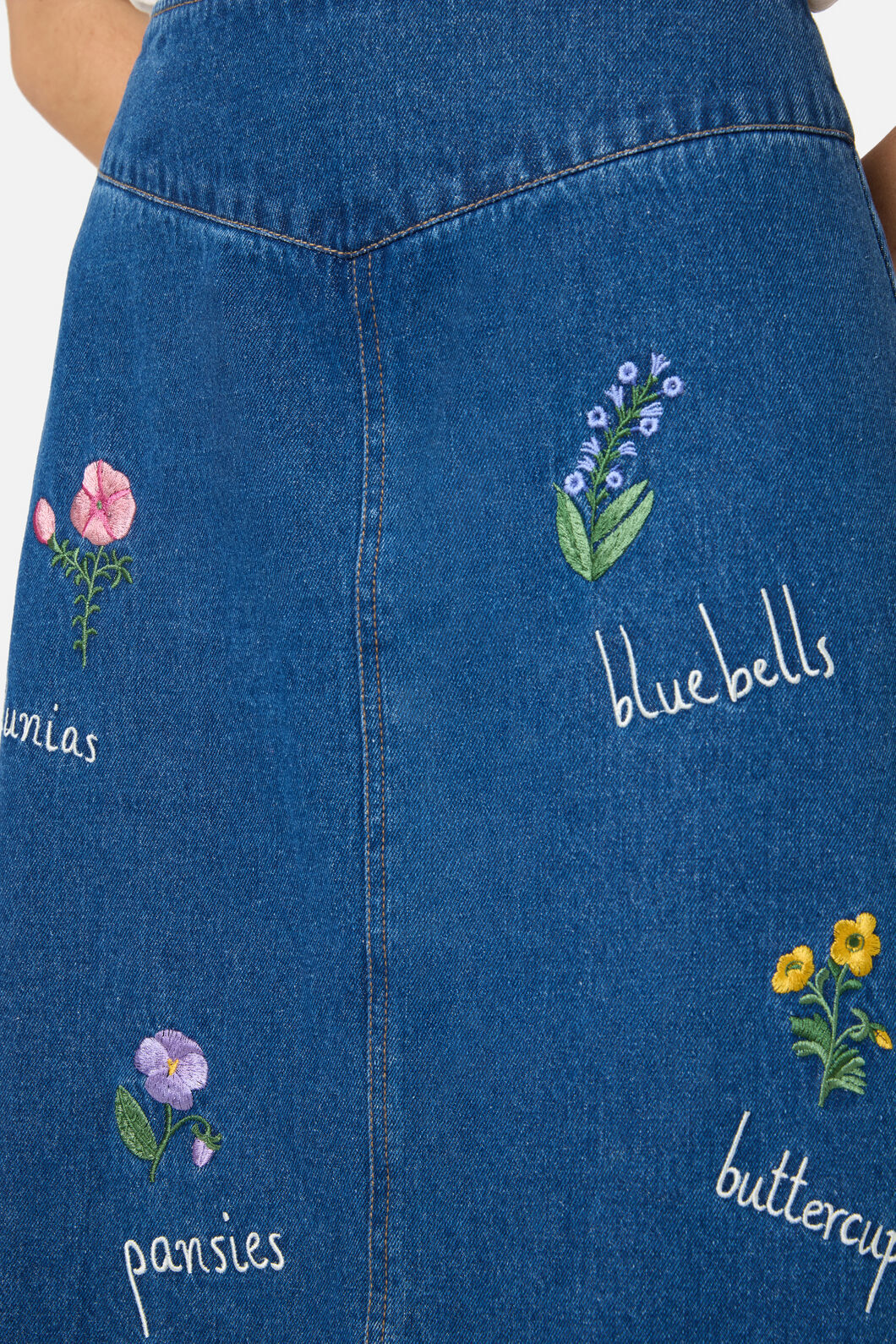 Flower Patch Emb Denim Skirt - Image 2
