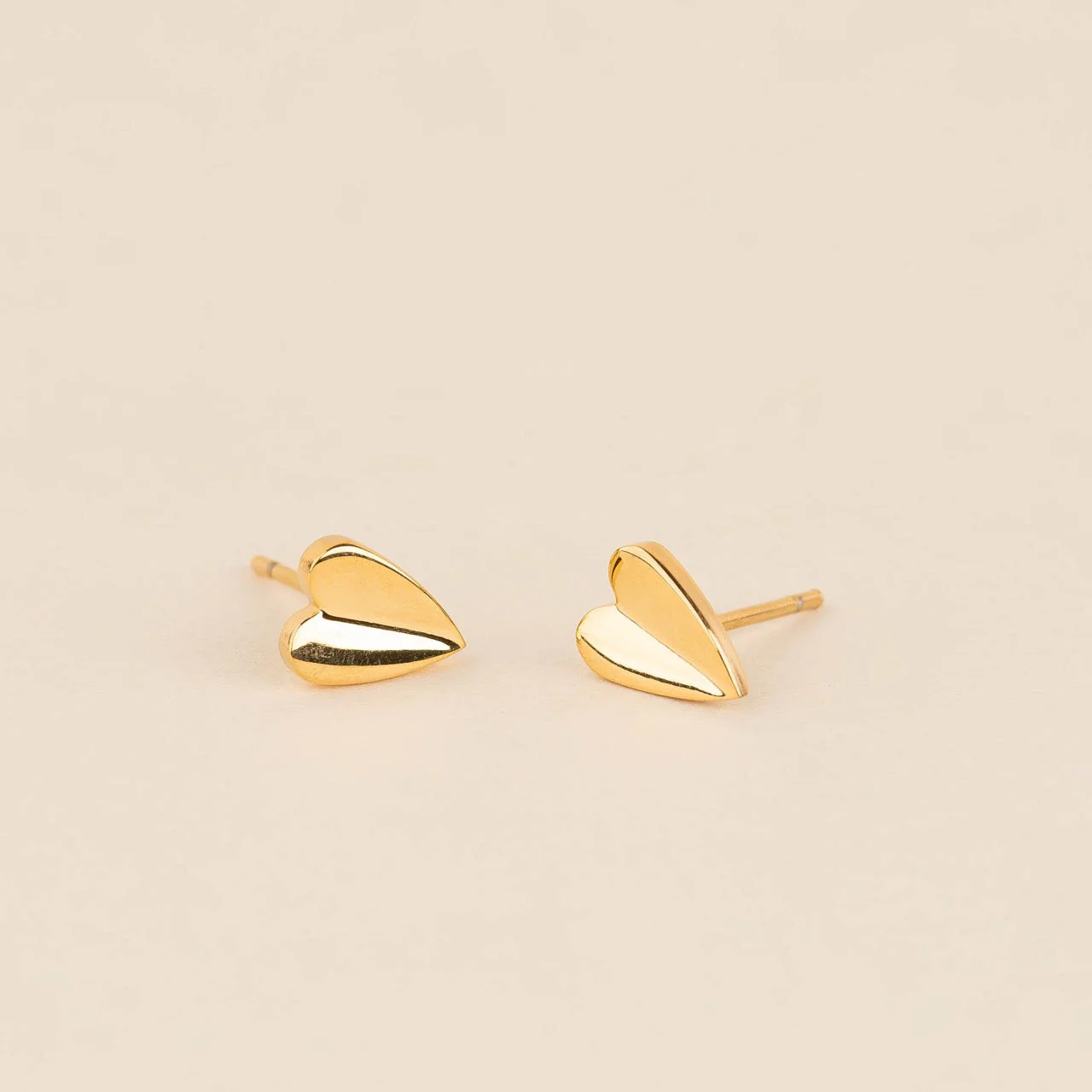 Folded Heart Stud Earrings - Image 2