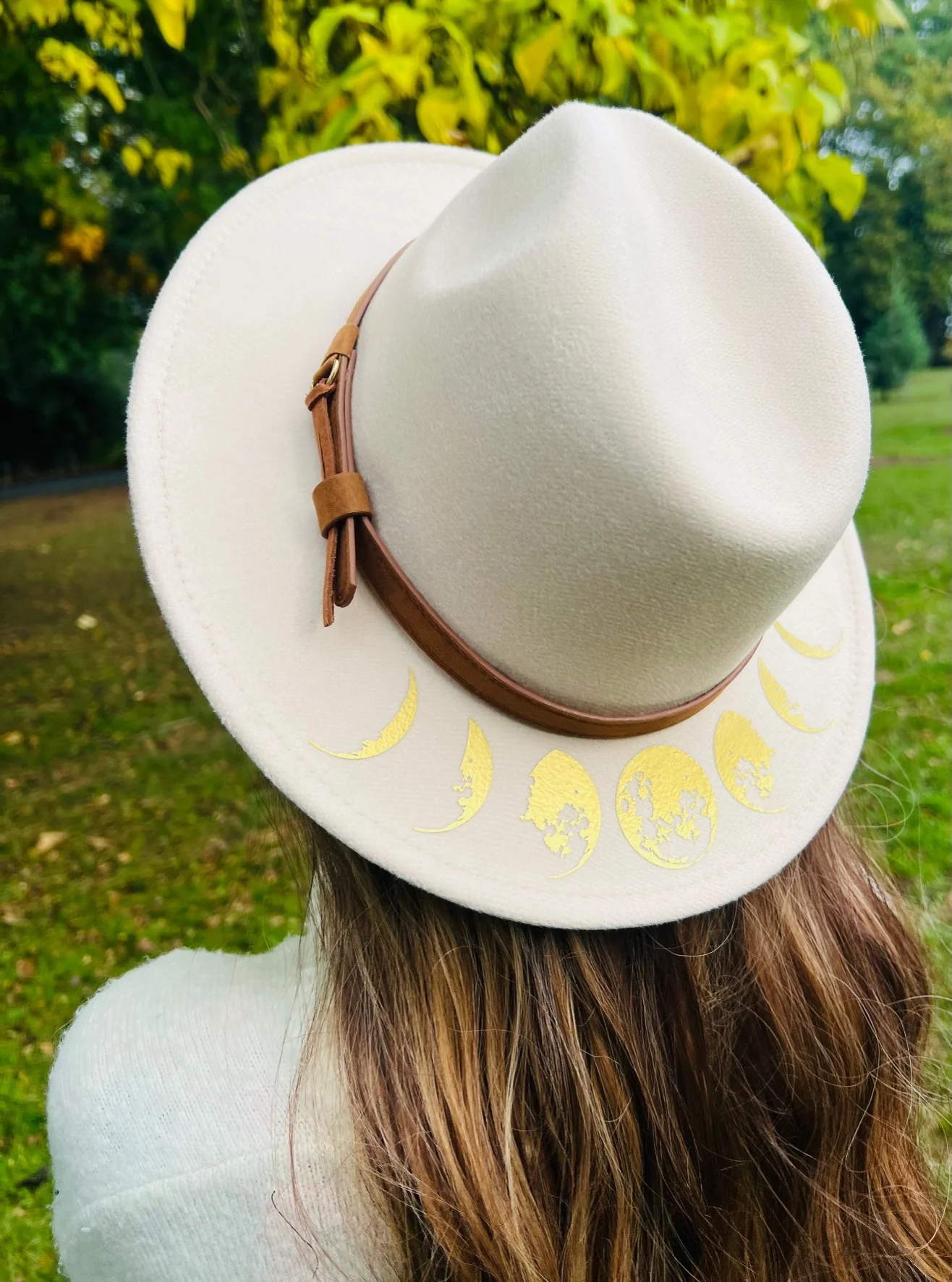 Vegan Felt Hat - Wide Brim - Moon Phase